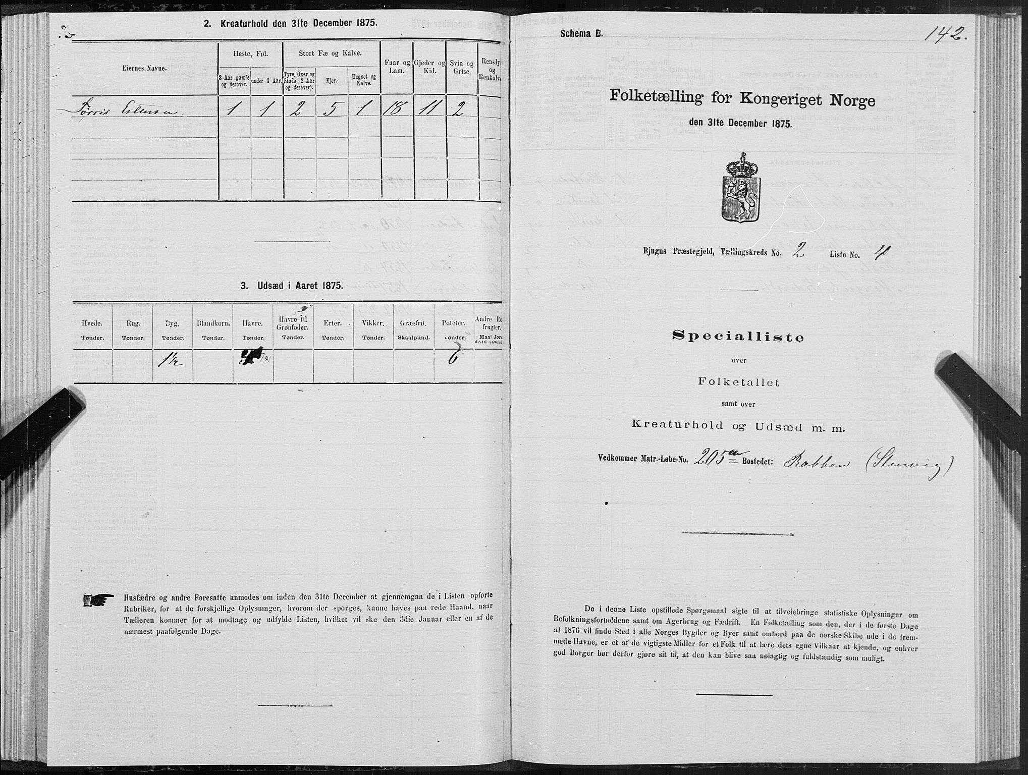 SAT, 1875 census for 1627P Bjugn, 1875, p. 1142