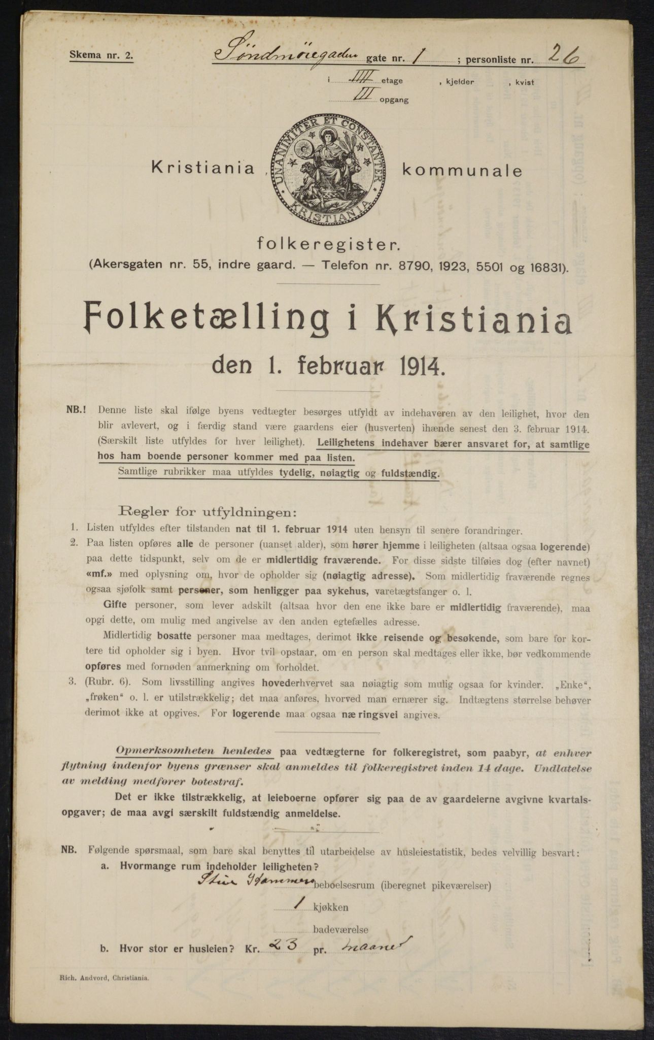 OBA, Municipal Census 1914 for Kristiania, 1914, p. 105369