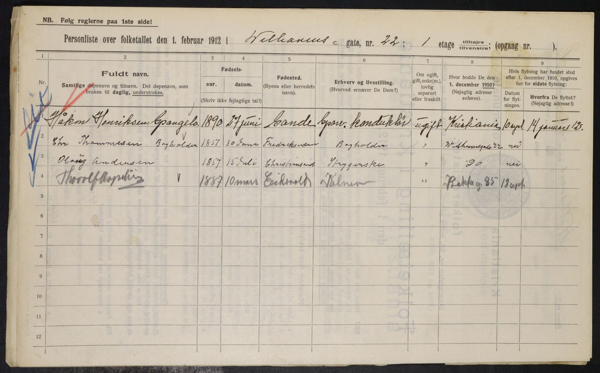 OBA, Municipal Census 1912 for Kristiania, 1912, p. 127701