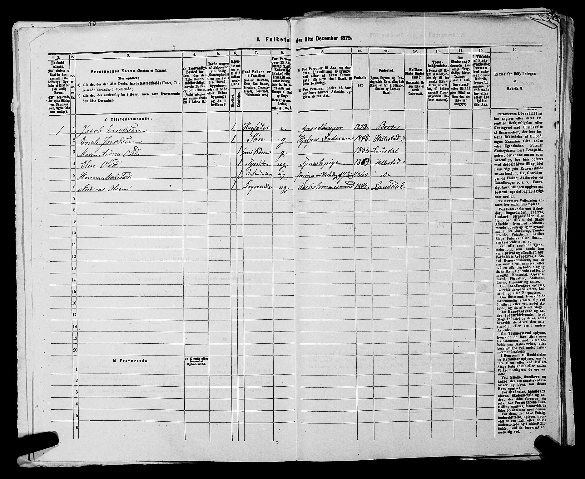 SAKO, 1875 census for 0715P Botne, 1875, p. 476