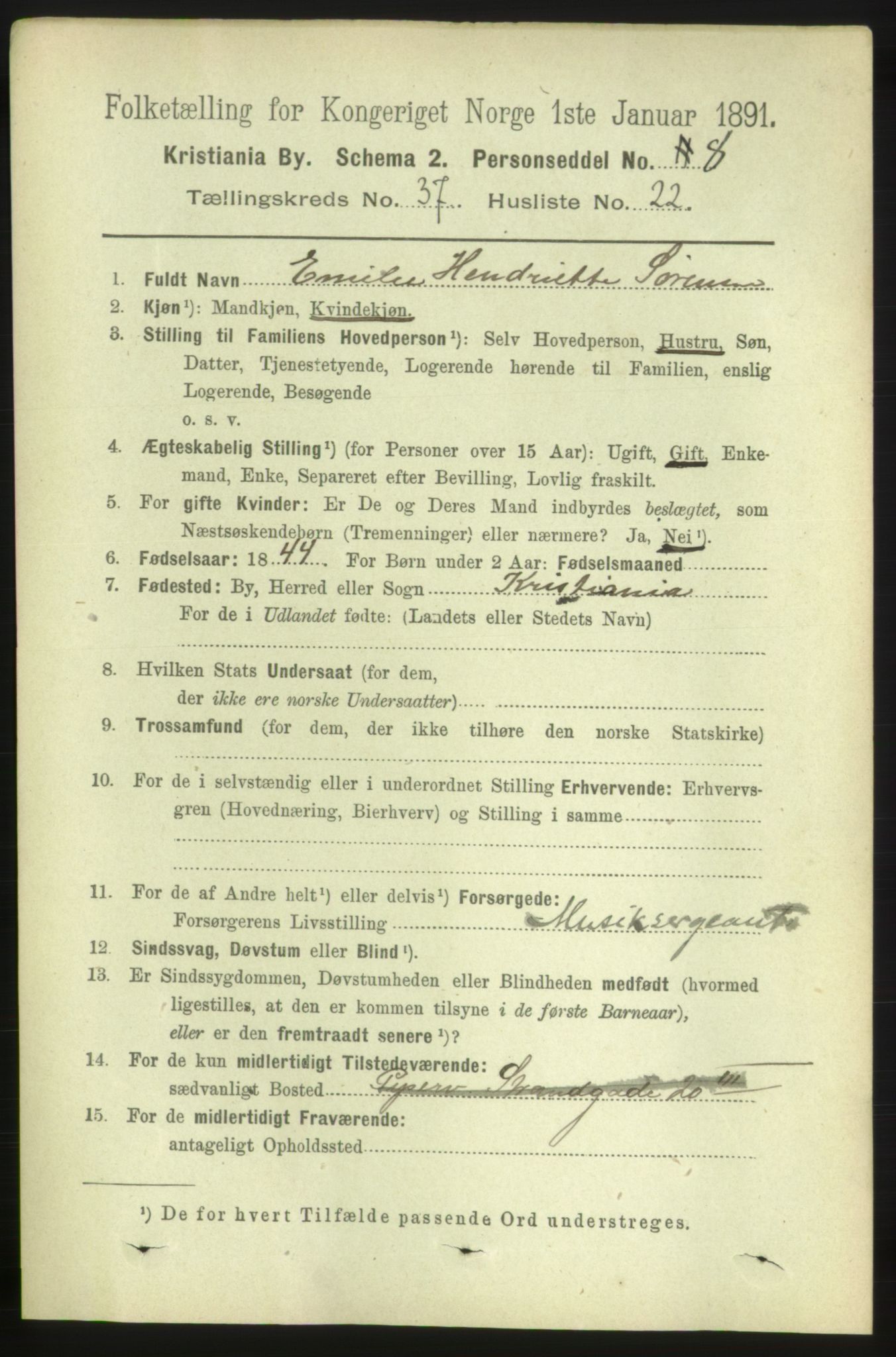 RA, 1891 census for 0301 Kristiania, 1891, p. 20987