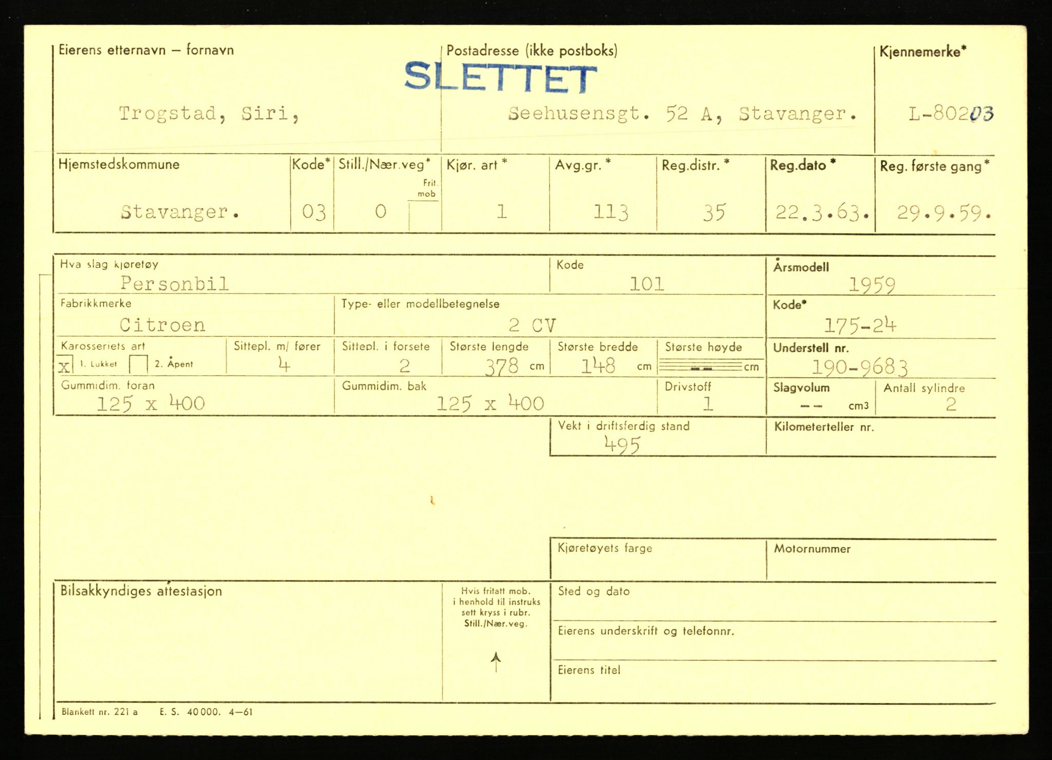 Stavanger trafikkstasjon, AV/SAST-A-101942/0/F/L0070: L-78800 - L-80499, 1930-1971, p. 2010