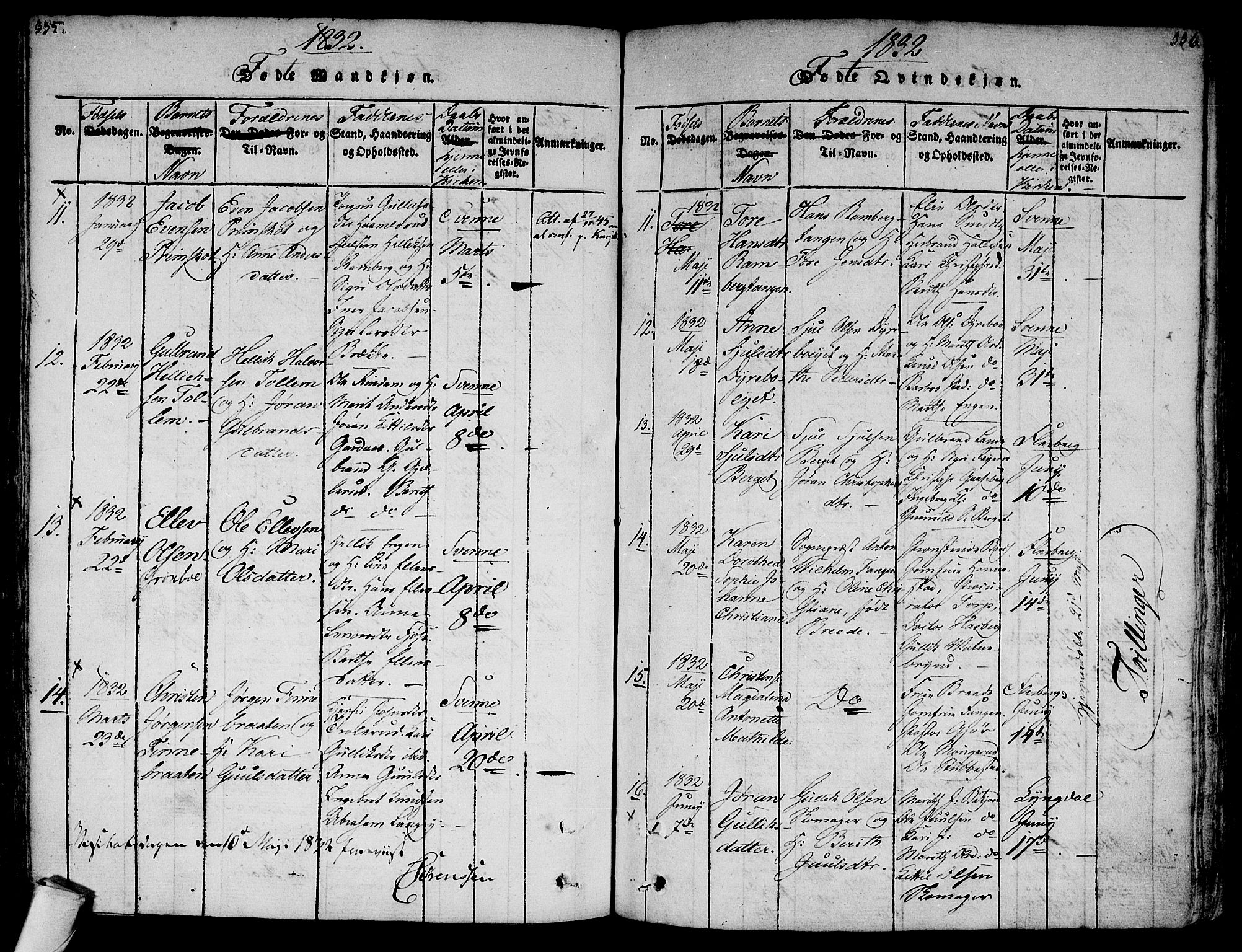 Flesberg kirkebøker, AV/SAKO-A-18/F/Fa/L0005: Parish register (official) no. I 5, 1816-1834, p. 335-336