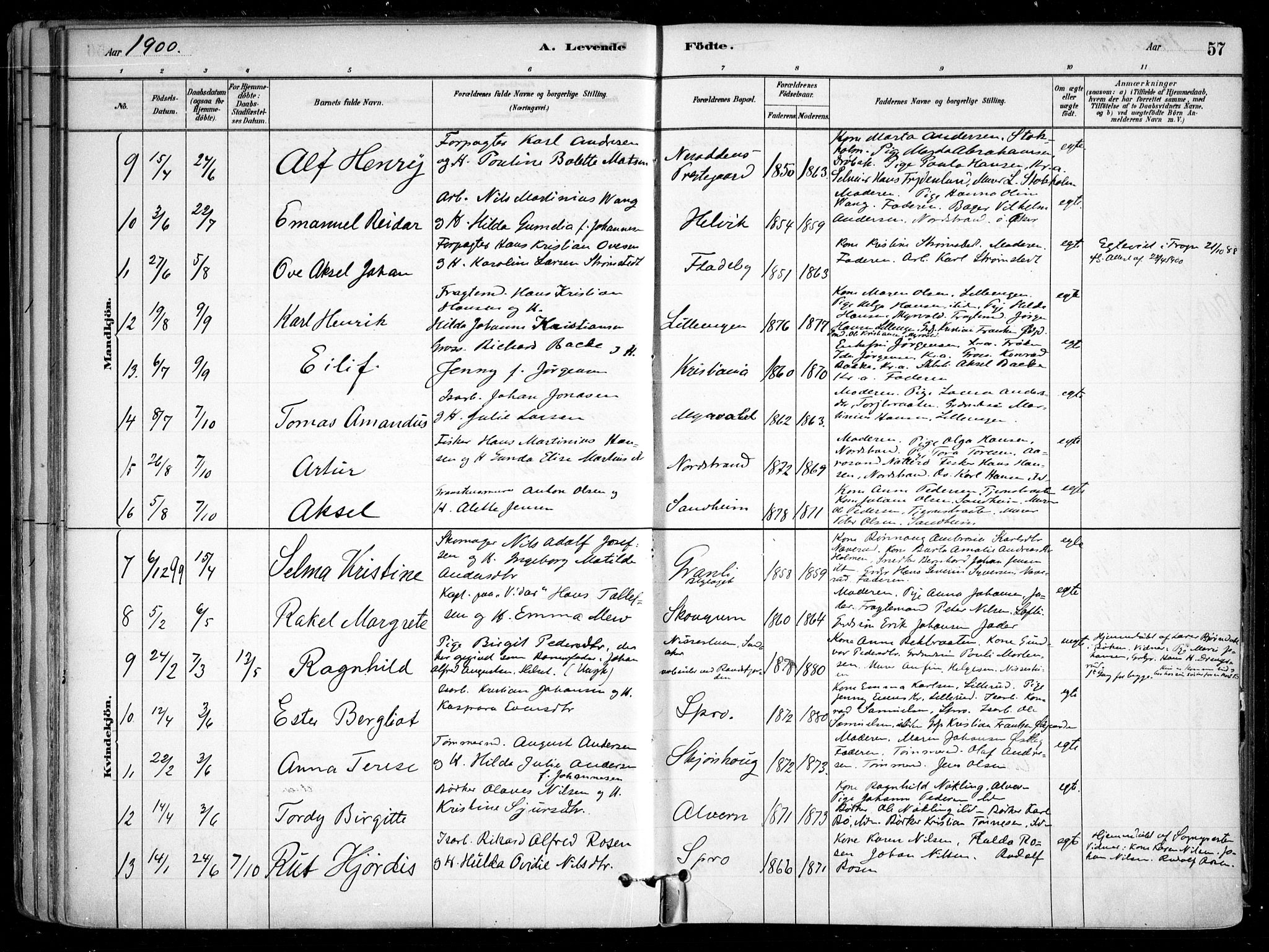 Nesodden prestekontor Kirkebøker, SAO/A-10013/F/Fa/L0009: Parish register (official) no. I 9, 1880-1915, p. 57