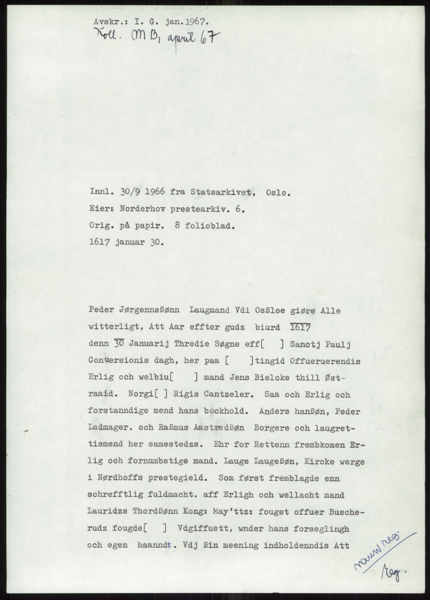 Samlinger til kildeutgivelse, Diplomavskriftsamlingen, AV/RA-EA-4053/H/Ha, p. 539