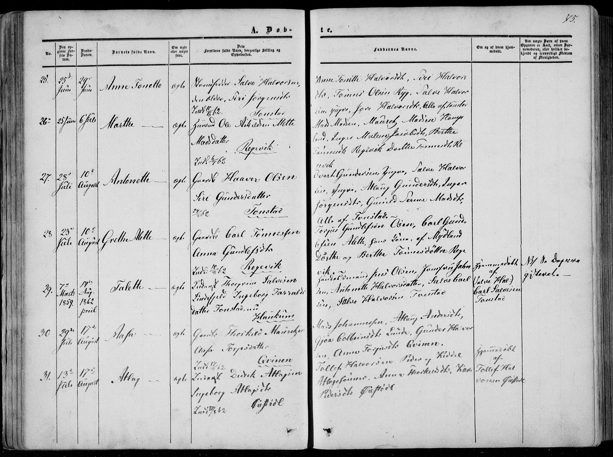 Sirdal sokneprestkontor, AV/SAK-1111-0036/F/Fa/Fab/L0002: Parish register (official) no. A 2, 1855-1874, p. 75