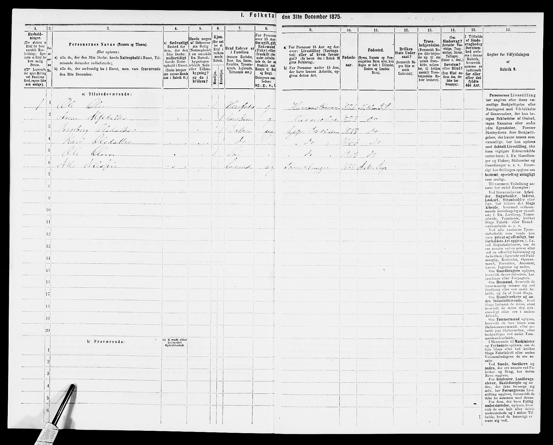 SAK, 1875 census for 0933P Herefoss, 1875, p. 568