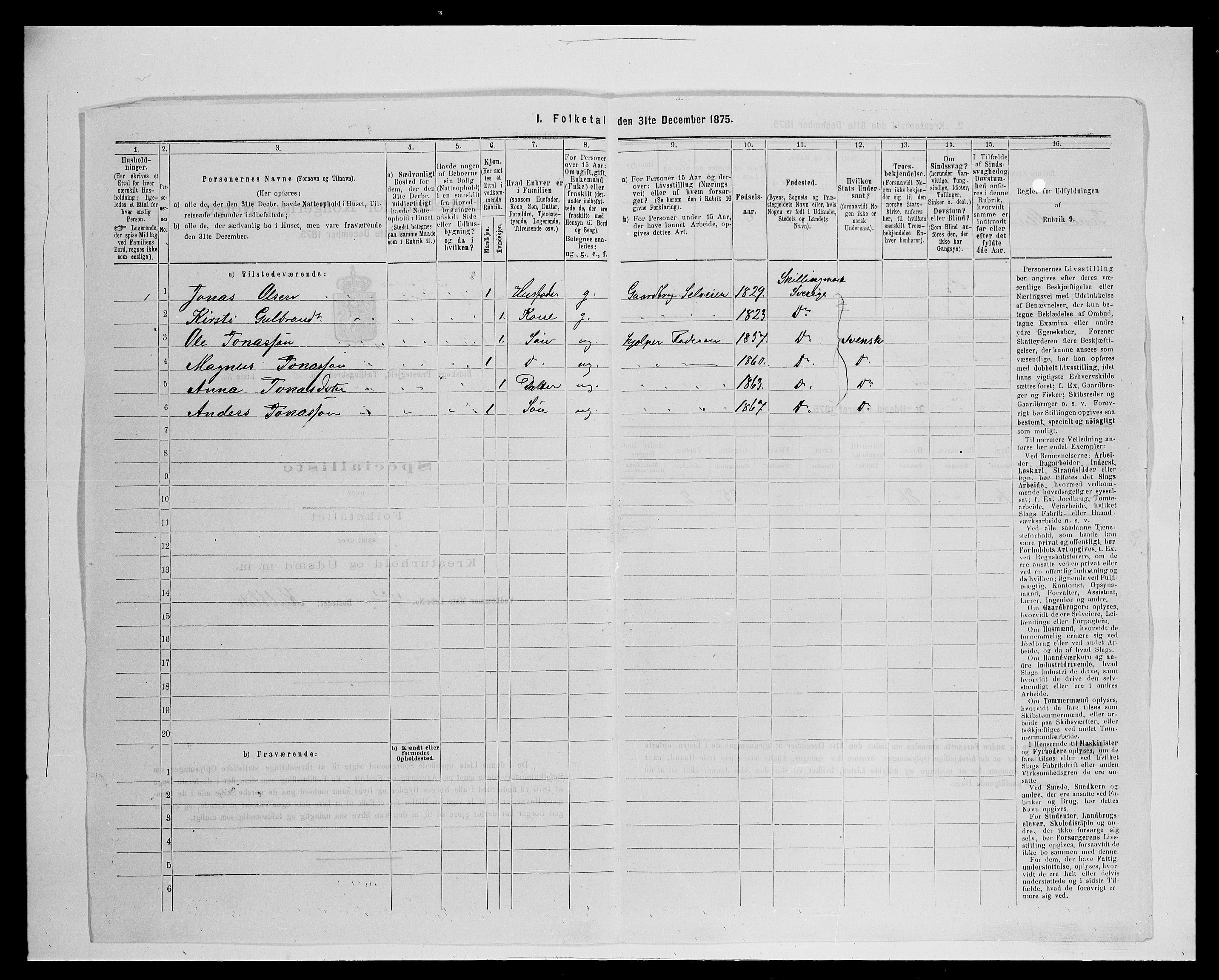 SAH, 1875 census for 0420P Eidskog, 1875, p. 268