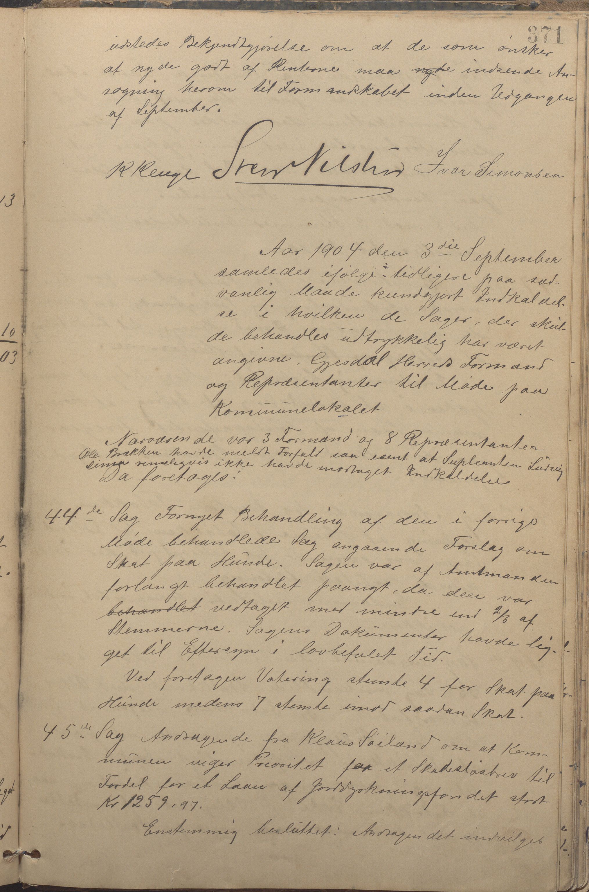 Gjesdal kommune - Formannskapet, IKAR/K-101383/A/Aa/L0003: Møtebok, 1896-1906, p. 371