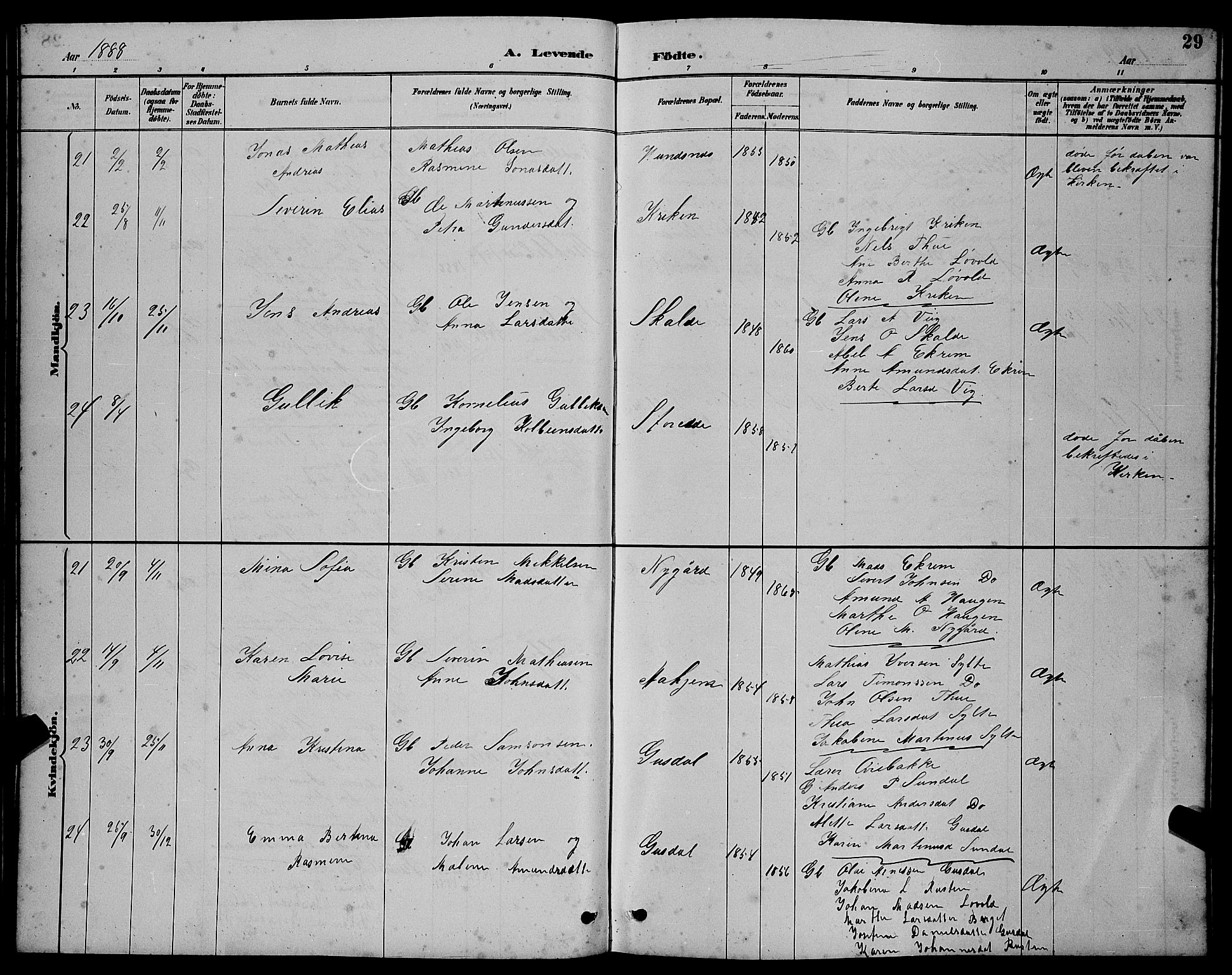 Ministerialprotokoller, klokkerbøker og fødselsregistre - Møre og Romsdal, AV/SAT-A-1454/501/L0017: Parish register (copy) no. 501C03, 1885-1901, p. 29