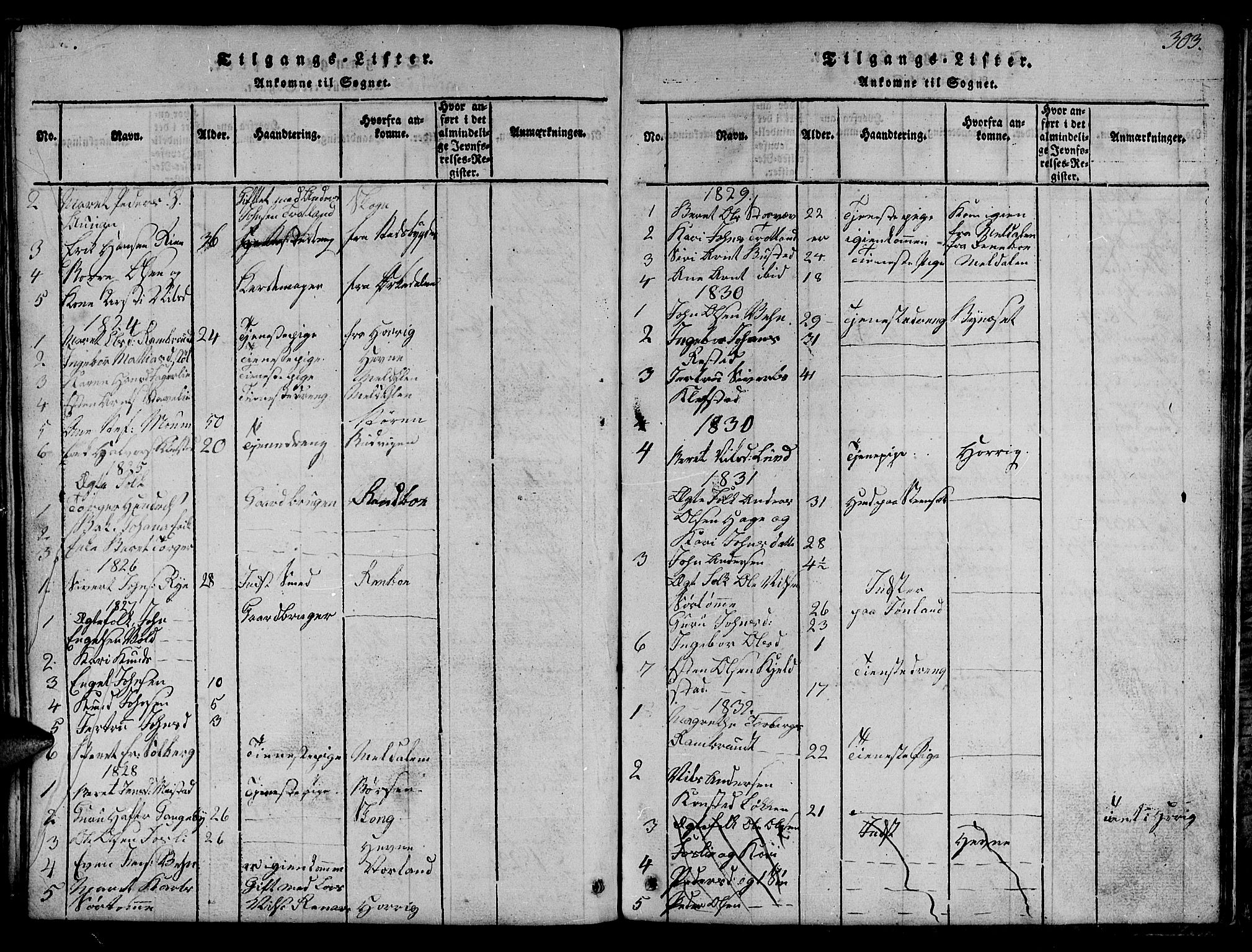 Ministerialprotokoller, klokkerbøker og fødselsregistre - Sør-Trøndelag, SAT/A-1456/694/L1130: Parish register (copy) no. 694C02, 1816-1857, p. 303