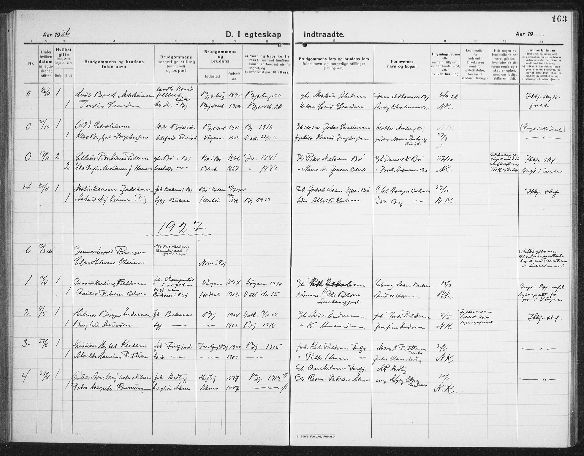 Ministerialprotokoller, klokkerbøker og fødselsregistre - Nordland, SAT/A-1459/898/L1428: Parish register (copy) no. 898C03, 1918-1938, p. 163