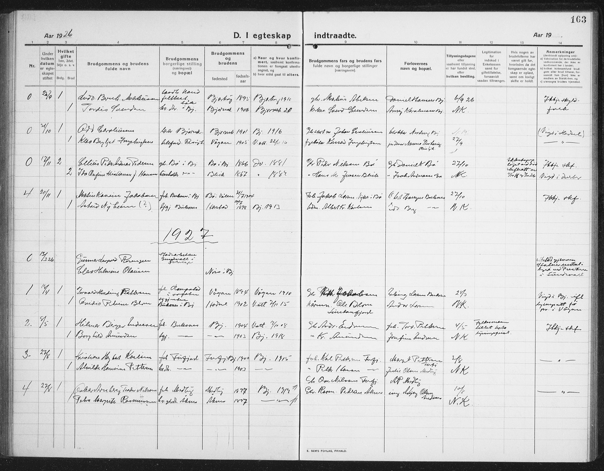 Ministerialprotokoller, klokkerbøker og fødselsregistre - Nordland, AV/SAT-A-1459/898/L1428: Parish register (copy) no. 898C03, 1918-1938, p. 163