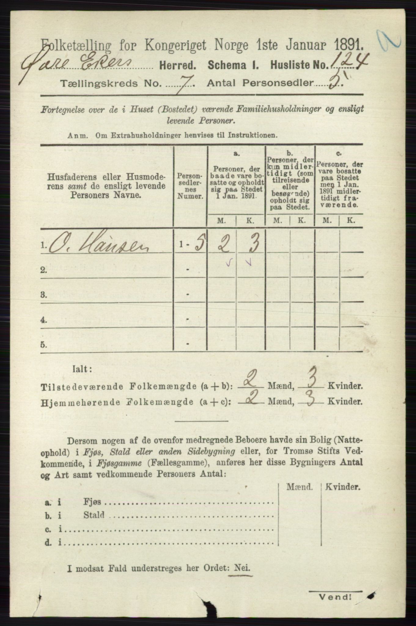 RA, 1891 census for 0624 Øvre Eiker, 1891, p. 2663