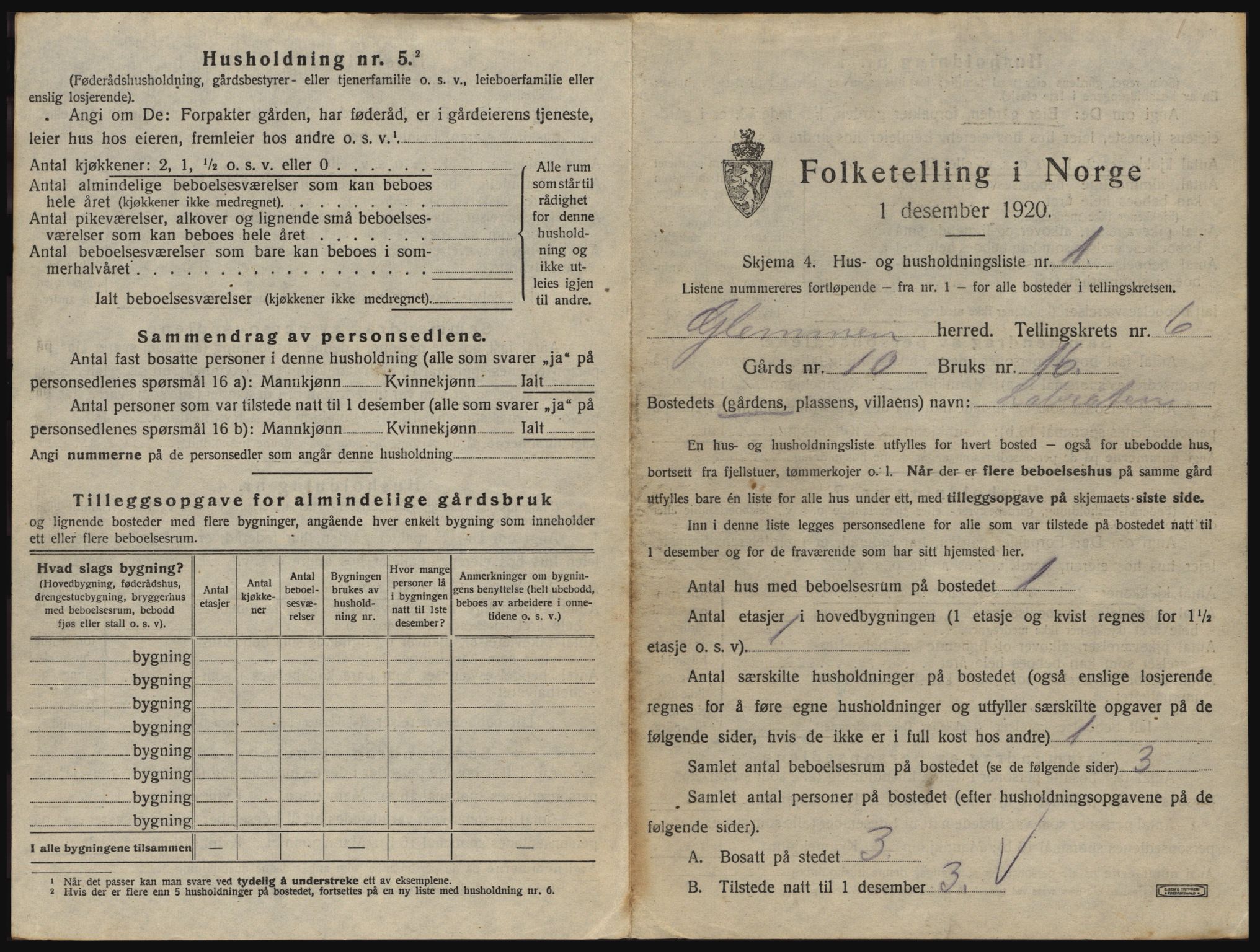 SAO, 1920 census for Glemmen, 1920, p. 2501