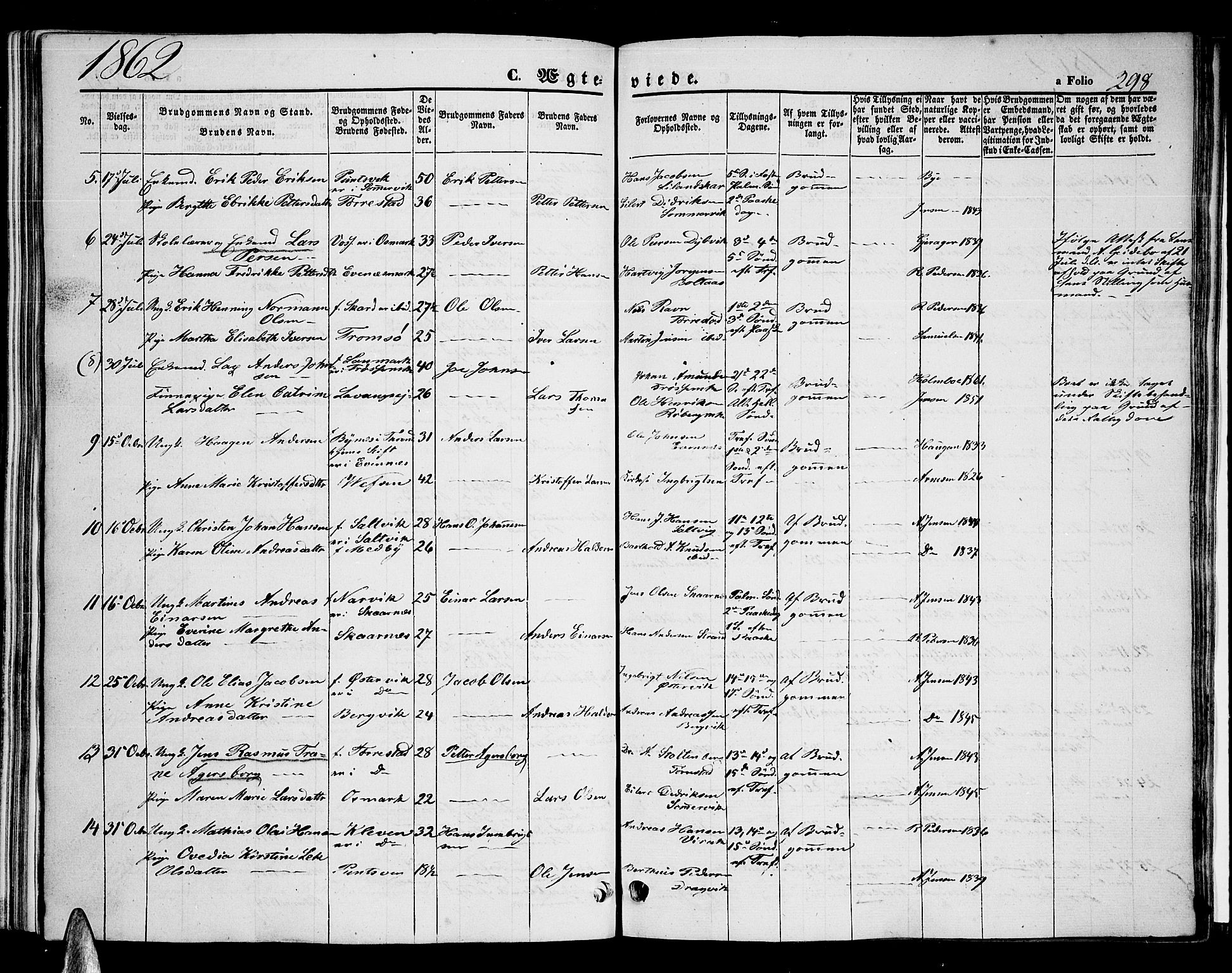 Ministerialprotokoller, klokkerbøker og fødselsregistre - Nordland, AV/SAT-A-1459/863/L0912: Parish register (copy) no. 863C02, 1858-1876, p. 298