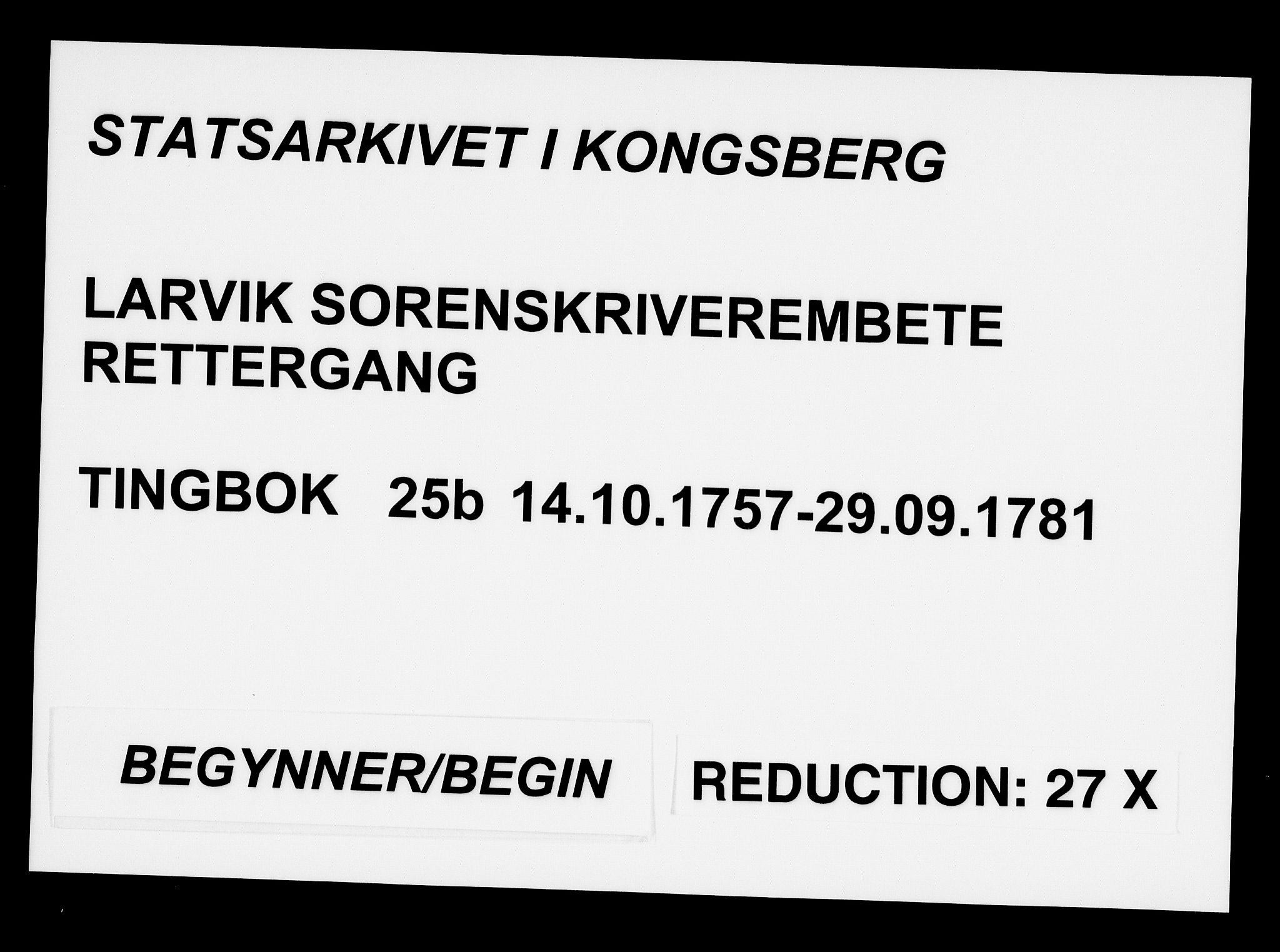 Larvik sorenskriveri, SAKO/A-83/F/Fa/L0025b: Tingbok, 1757-1781
