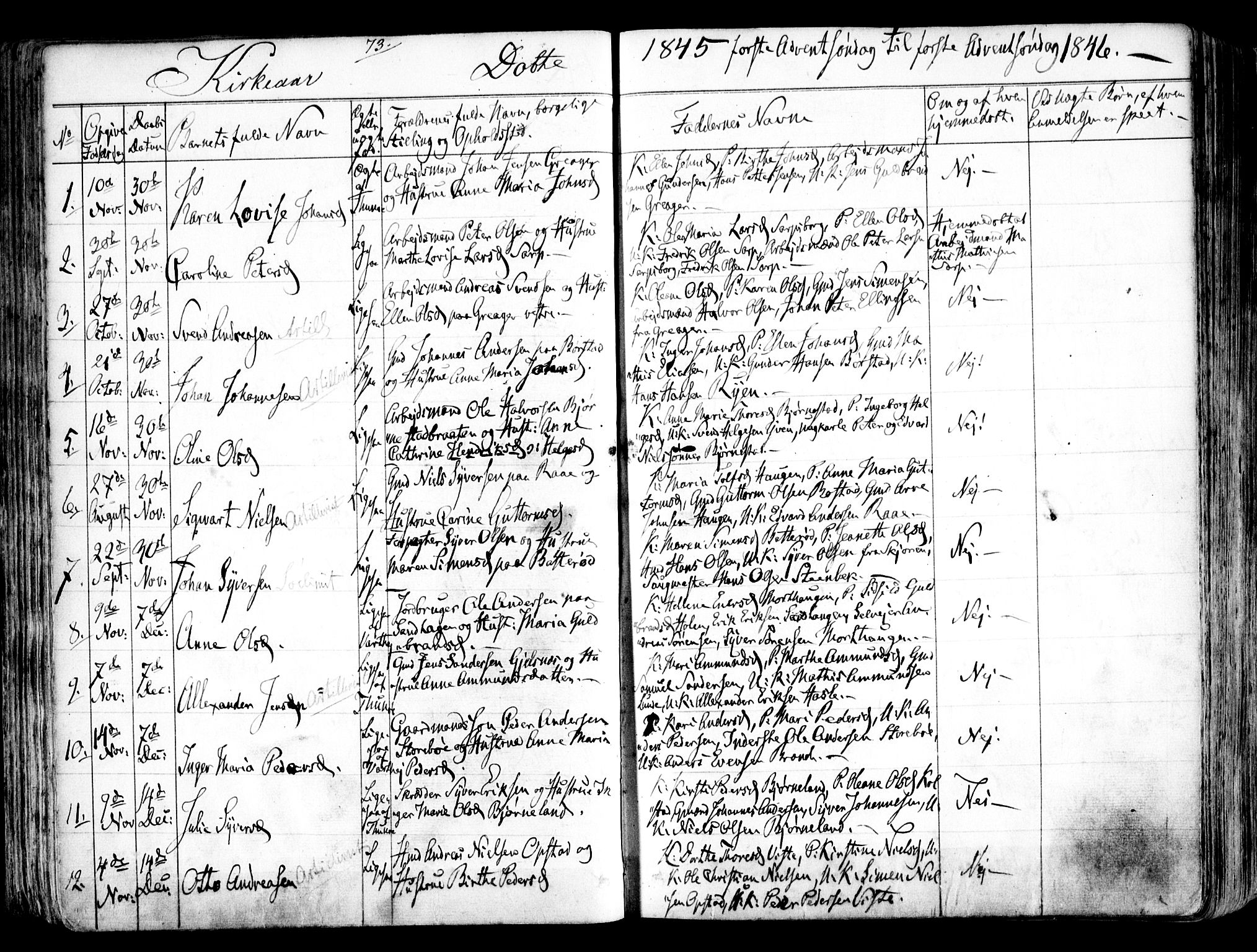Tune prestekontor Kirkebøker, SAO/A-2007/F/Fa/L0009: Parish register (official) no. 9, 1842-1846, p. 73