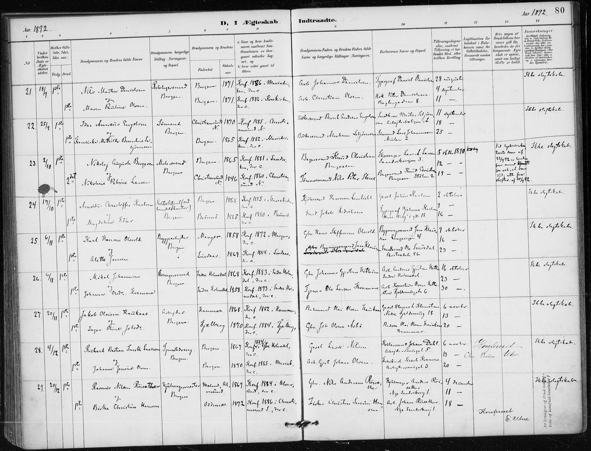 Mariakirken Sokneprestembete, SAB/A-76901/H/Haa/L0013: Parish register (official) no. C 1, 1889-1900, p. 80