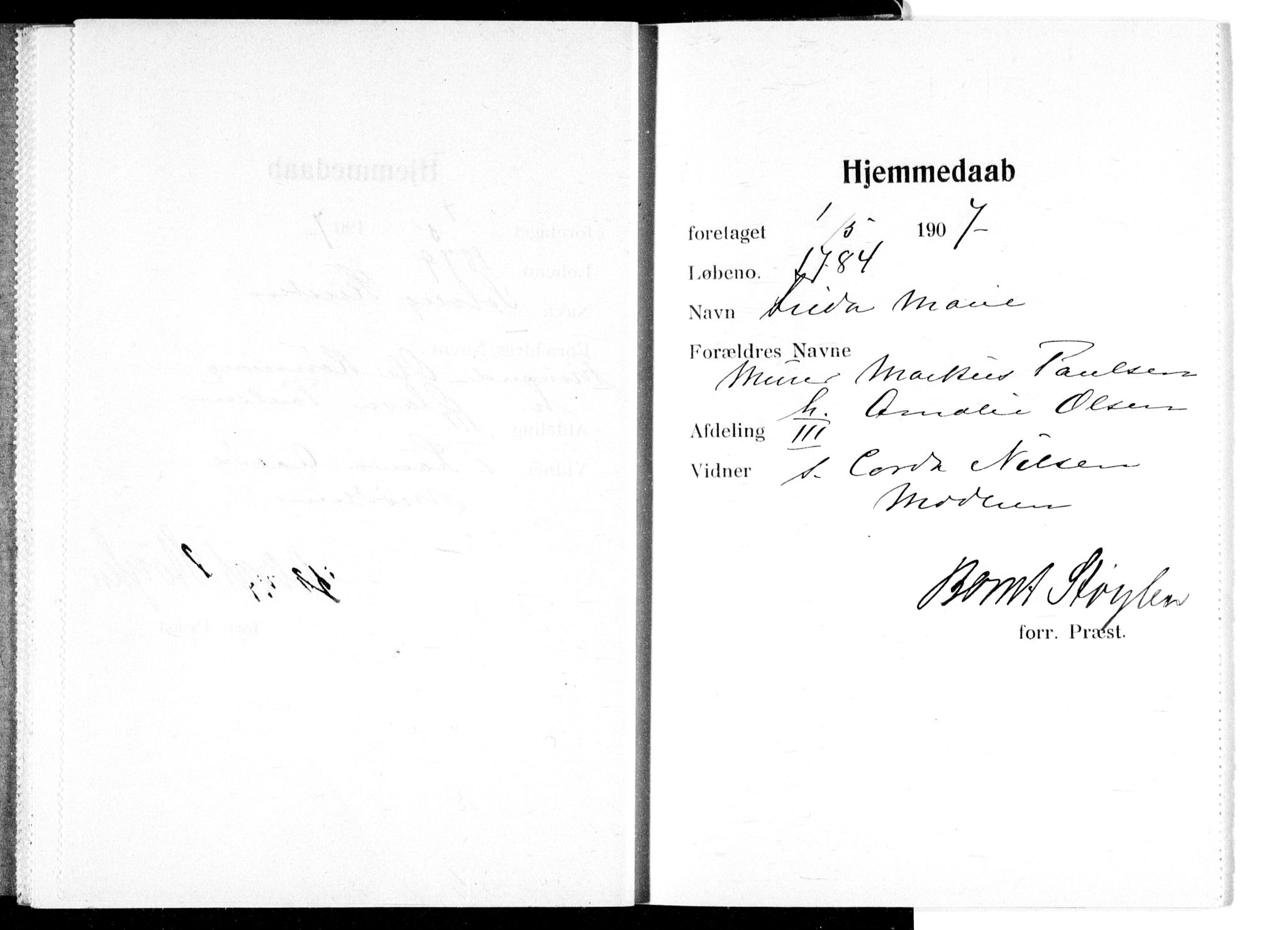 Ullevål sykehus prestekontor Kirkebøker, AV/SAO-A-10542a/K/Ka/L0004: Baptism register no. 4, 1906-1926