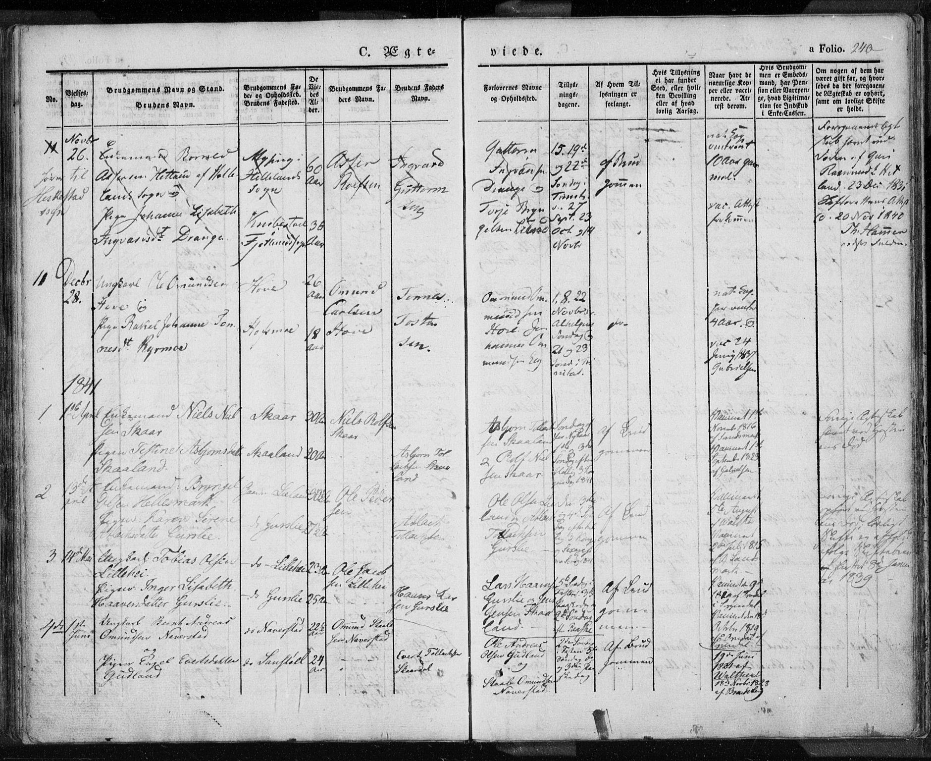 Lund sokneprestkontor, SAST/A-101809/S06/L0007: Parish register (official) no. A 7.1, 1833-1854, p. 240