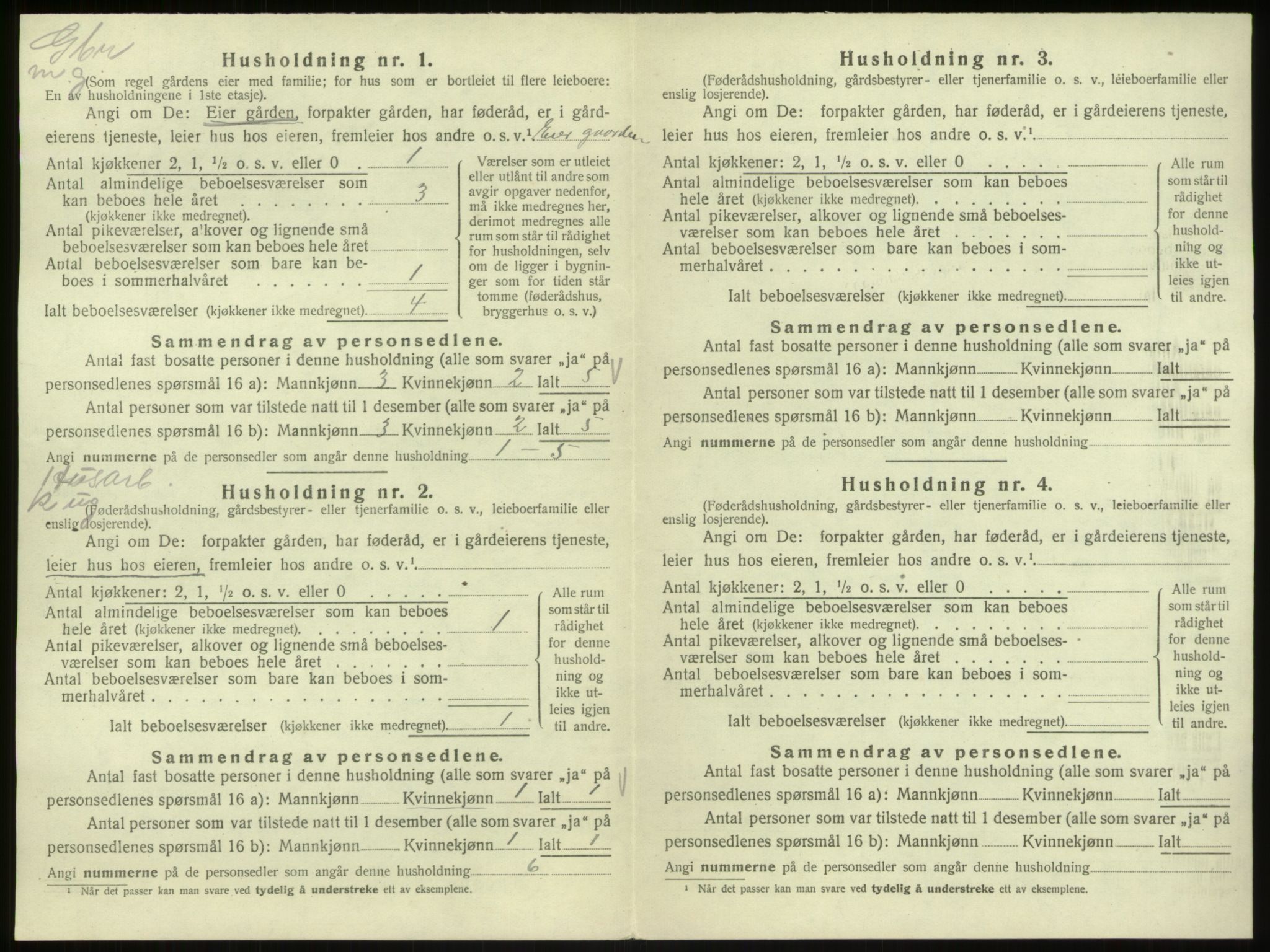 SAB, 1920 census for Hosanger, 1920, p. 829