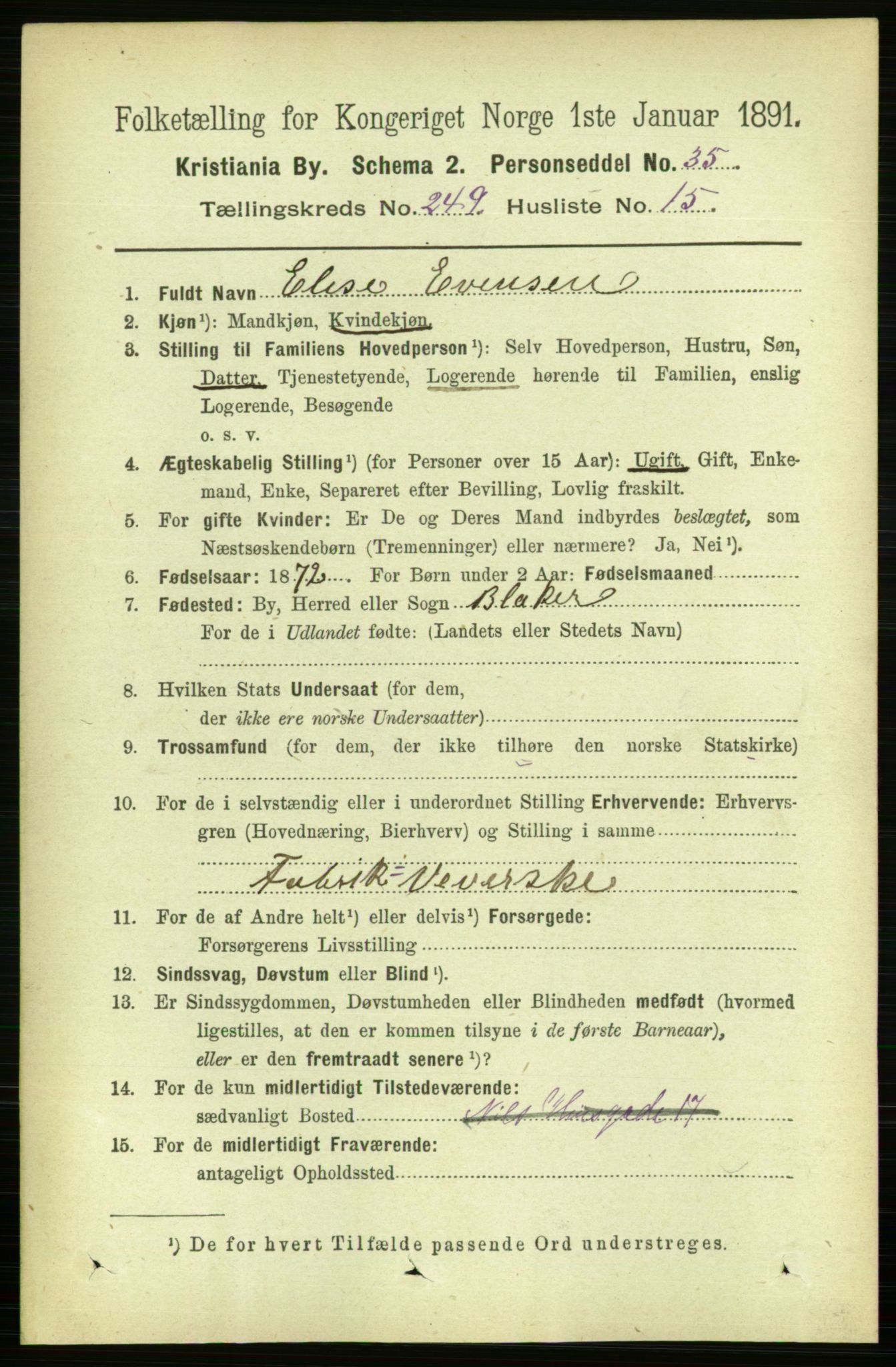 RA, 1891 census for 0301 Kristiania, 1891, p. 152632