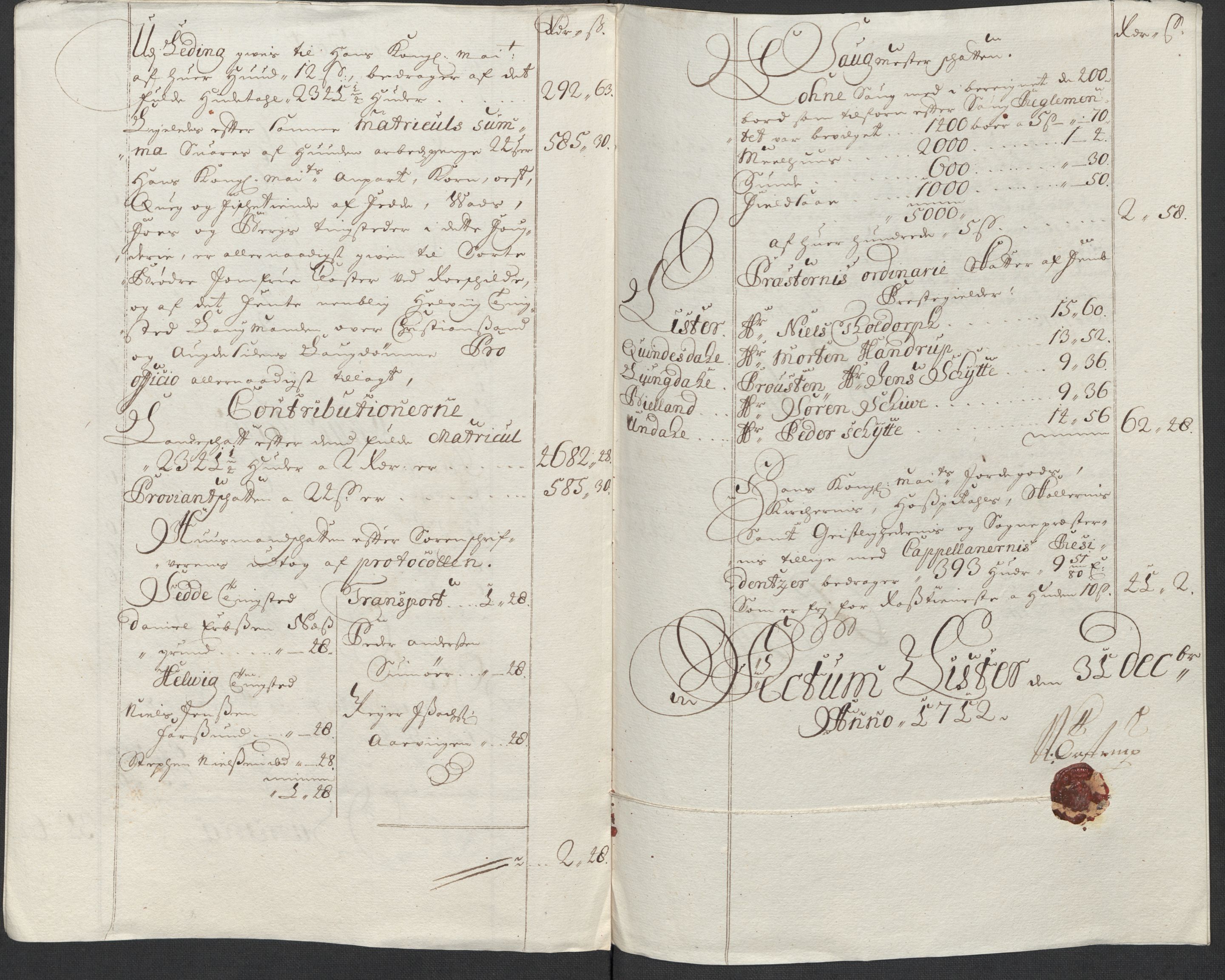 Rentekammeret inntil 1814, Reviderte regnskaper, Fogderegnskap, AV/RA-EA-4092/R43/L2555: Fogderegnskap Lista og Mandal, 1712, p. 164