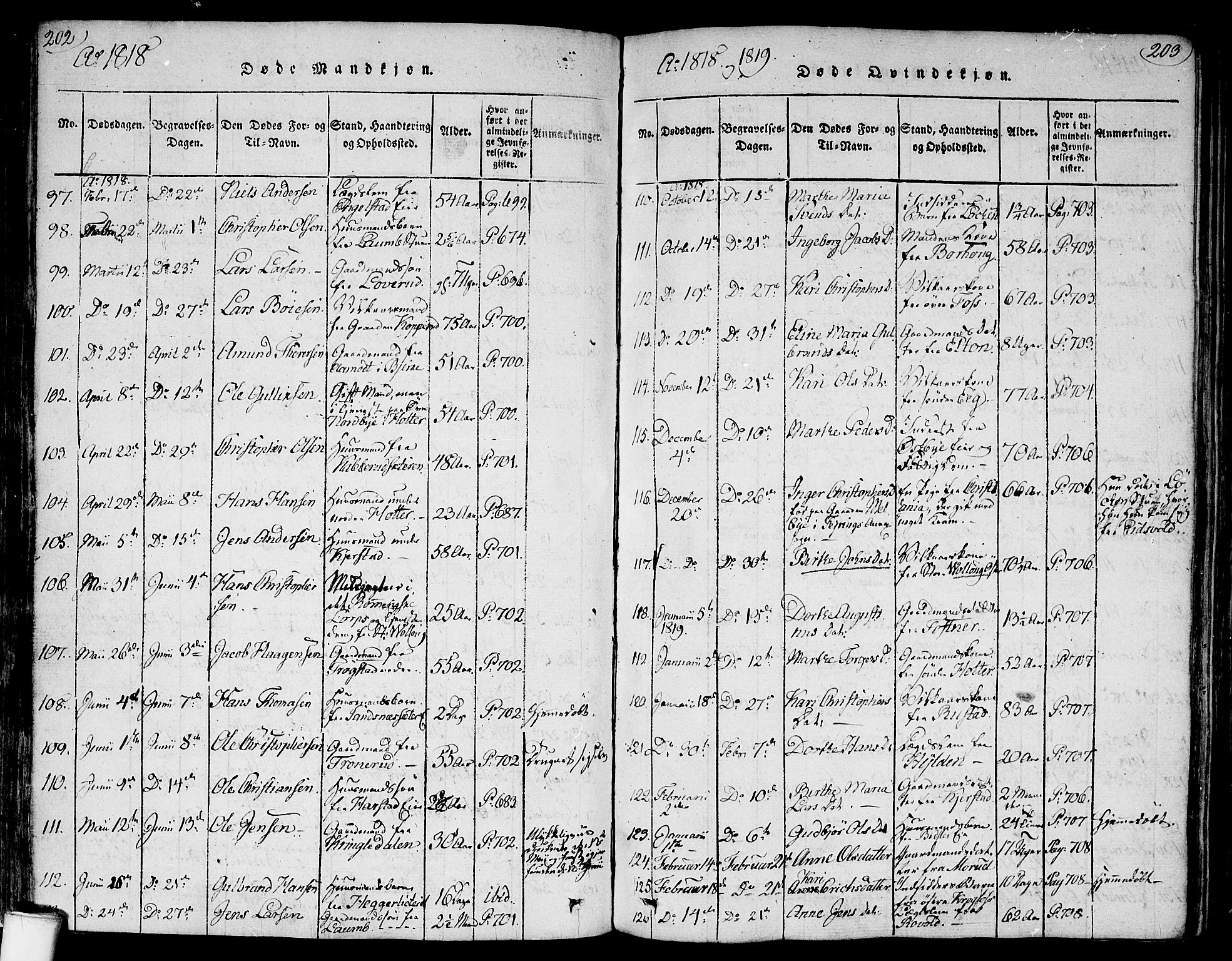 Nannestad prestekontor Kirkebøker, SAO/A-10414a/F/Fa/L0009: Parish register (official) no. I 9, 1815-1840, p. 202-203