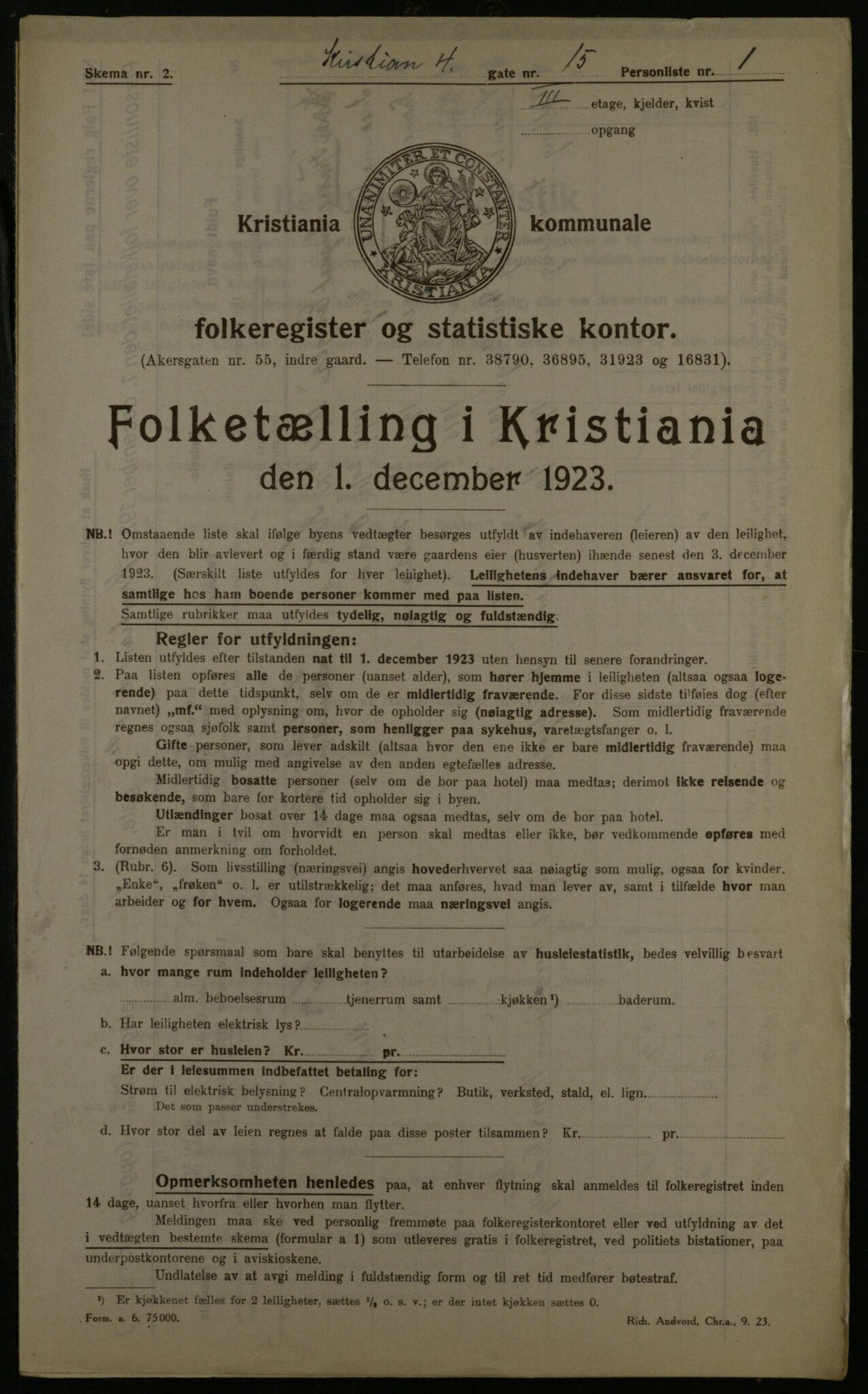 OBA, Municipal Census 1923 for Kristiania, 1923, p. 60826