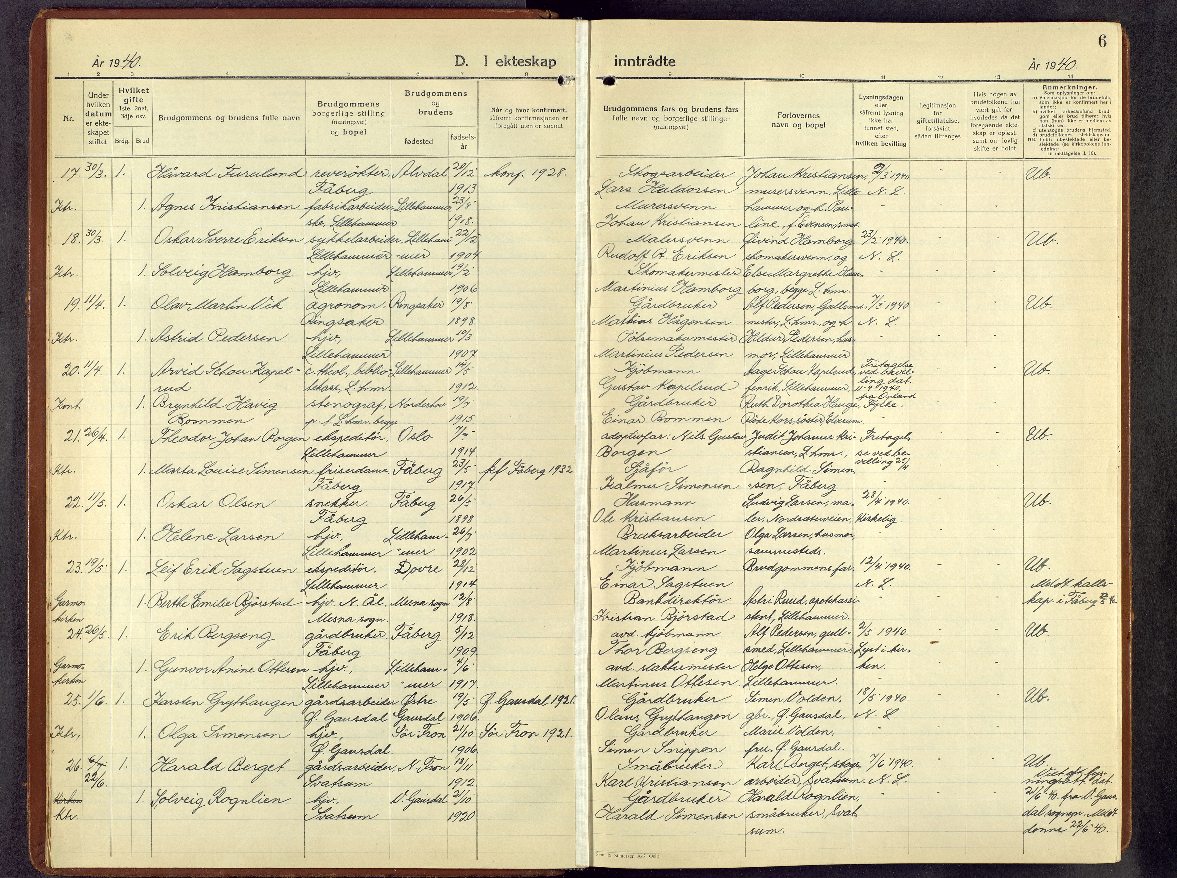 Lillehammer prestekontor, AV/SAH-PREST-088/H/Ha/Hab/L0004: Parish register (copy) no. 4, 1940-1955, p. 6