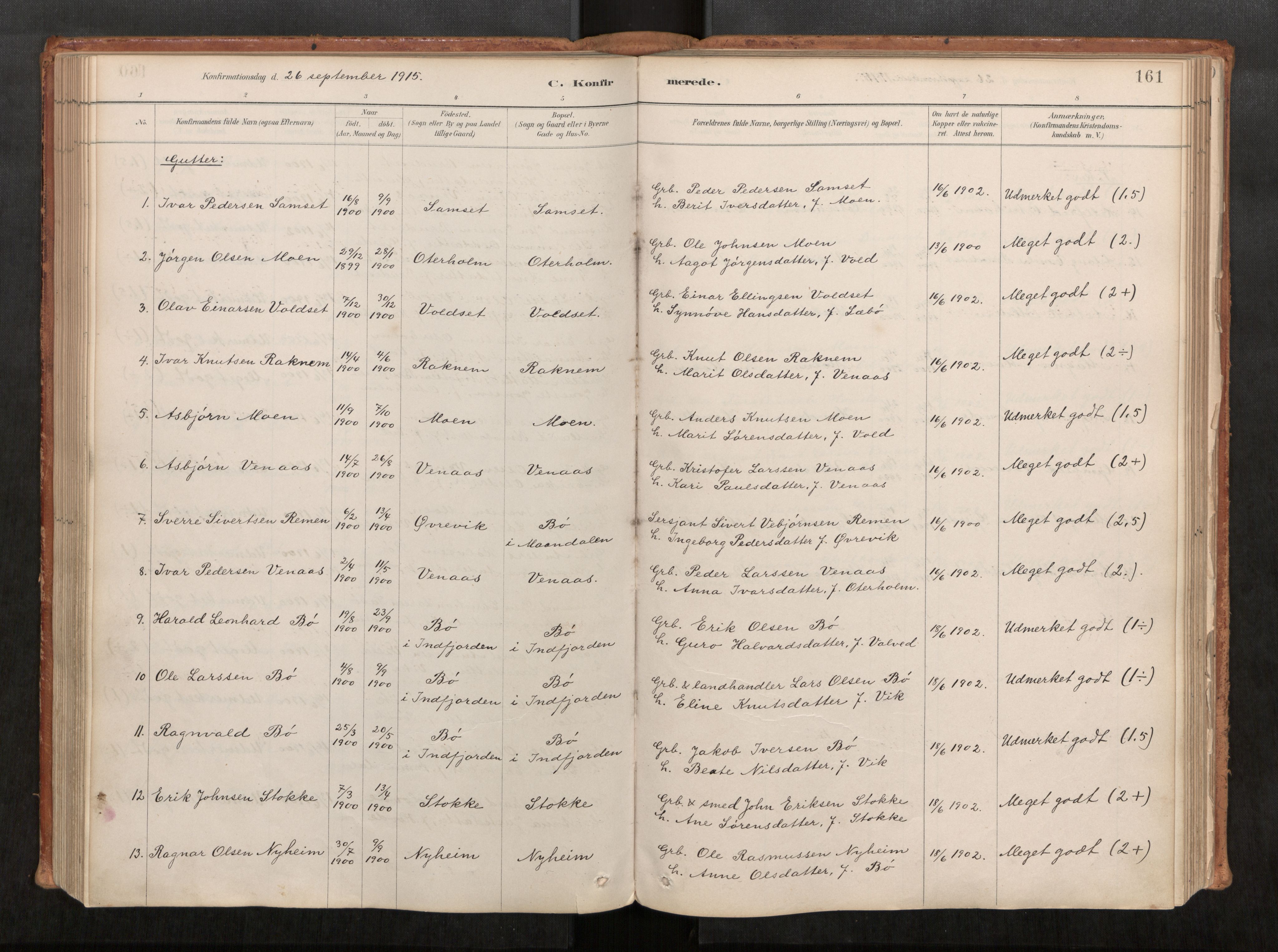 Ministerialprotokoller, klokkerbøker og fødselsregistre - Møre og Romsdal, SAT/A-1454/543/L0568: Parish register (official) no. 543A03, 1885-1915, p. 161