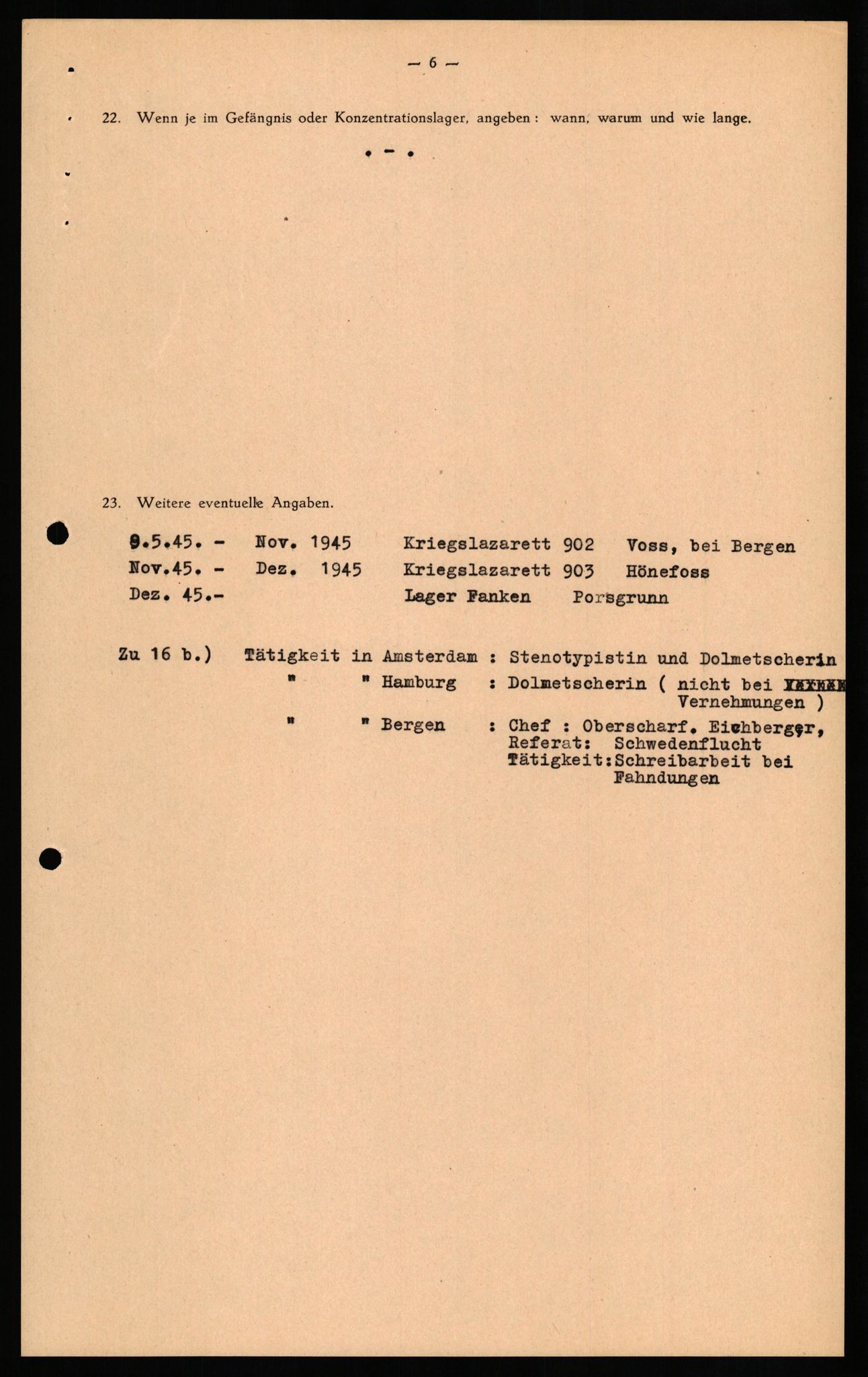Forsvaret, Forsvarets overkommando II, RA/RAFA-3915/D/Db/L0029: CI Questionaires. Tyske okkupasjonsstyrker i Norge. Tyskere., 1945-1946, p. 417