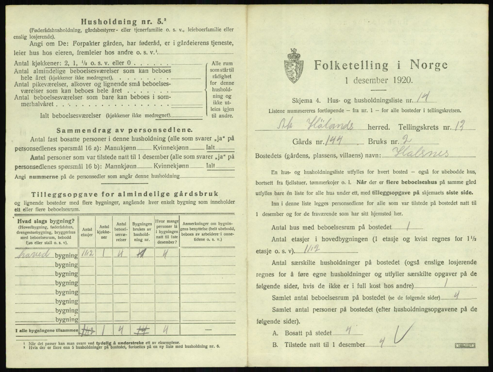 SAO, 1920 census for Høland, 1920, p. 2039
