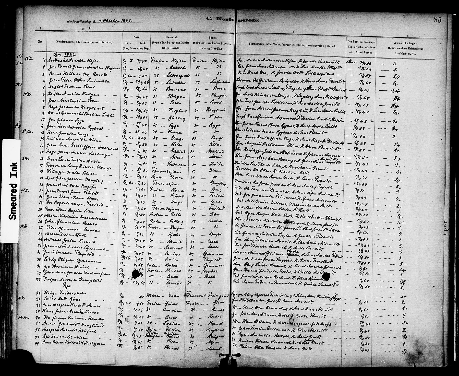 Ministerialprotokoller, klokkerbøker og fødselsregistre - Nord-Trøndelag, SAT/A-1458/713/L0120: Parish register (official) no. 713A09, 1878-1887, p. 85