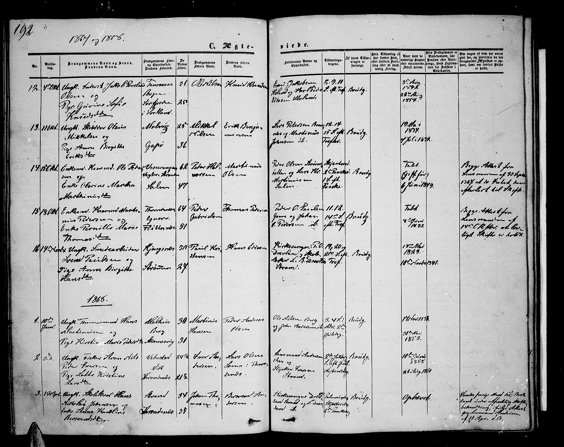 Kvæfjord sokneprestkontor, SATØ/S-1323/G/Ga/Gab/L0003klokker: Parish register (copy) no. 3, 1856-1870, p. 192