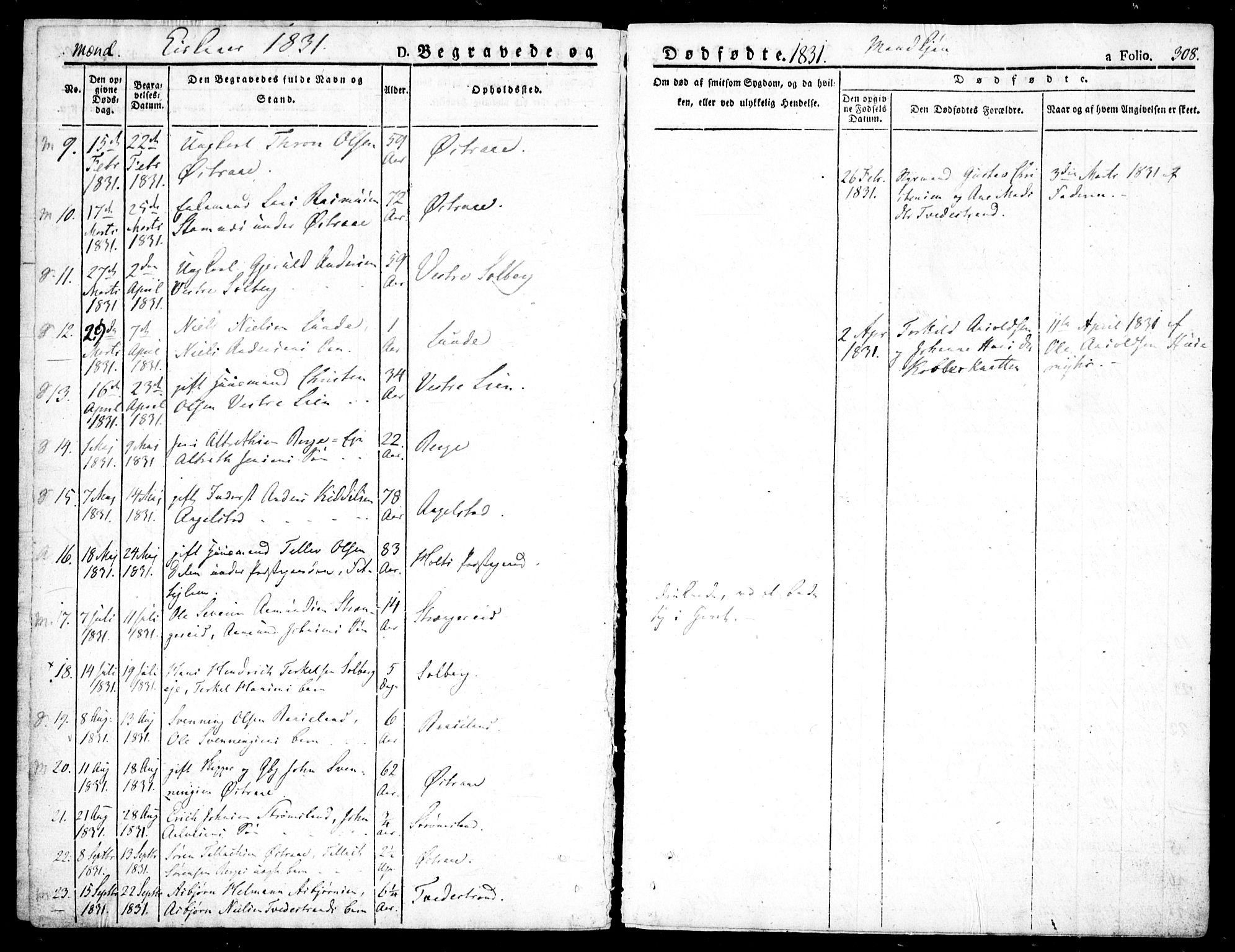 Holt sokneprestkontor, AV/SAK-1111-0021/F/Fa/L0006: Parish register (official) no. A 6, 1820-1835, p. 308