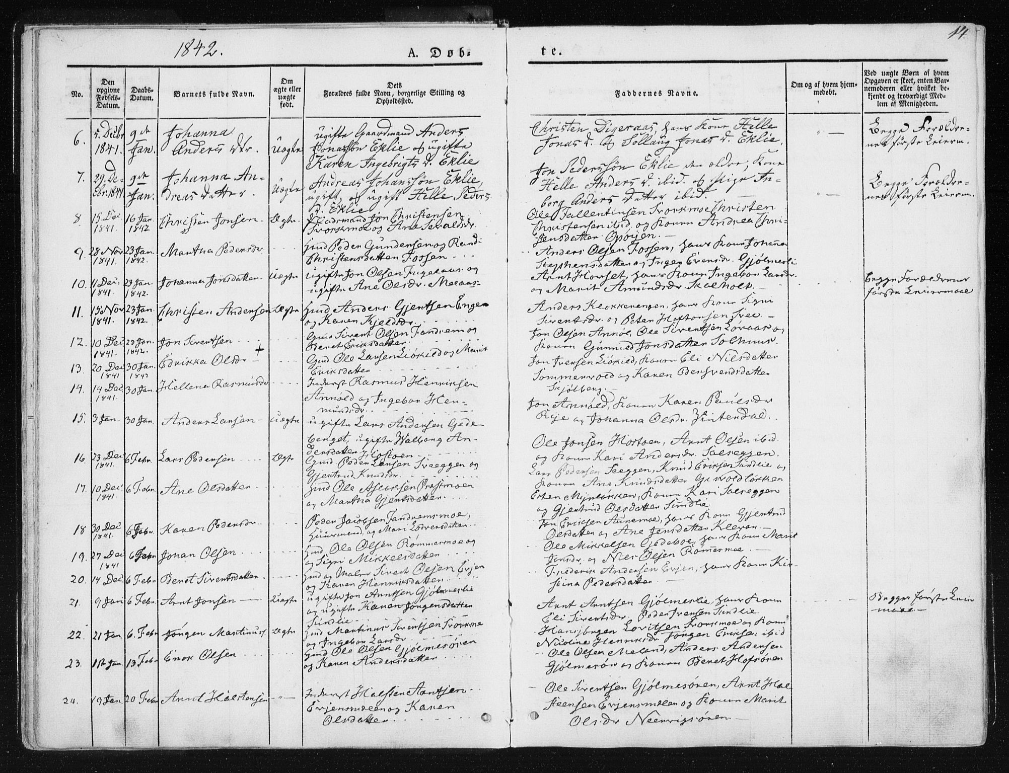 Ministerialprotokoller, klokkerbøker og fødselsregistre - Sør-Trøndelag, SAT/A-1456/668/L0805: Parish register (official) no. 668A05, 1840-1853, p. 14