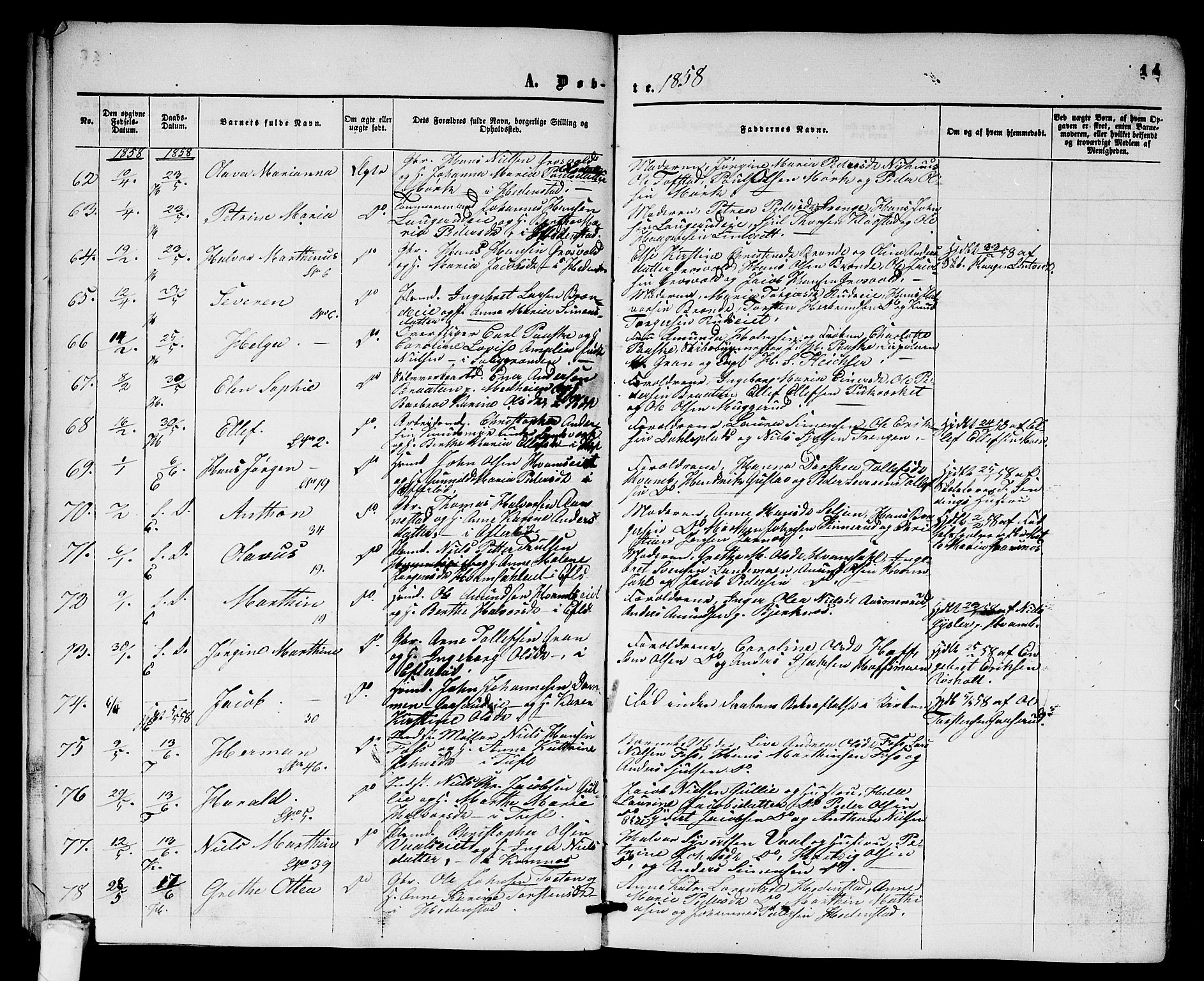 Sandsvær kirkebøker, AV/SAKO-A-244/G/Ga/L0005: Parish register (copy) no. I 5, 1857-1873, p. 14