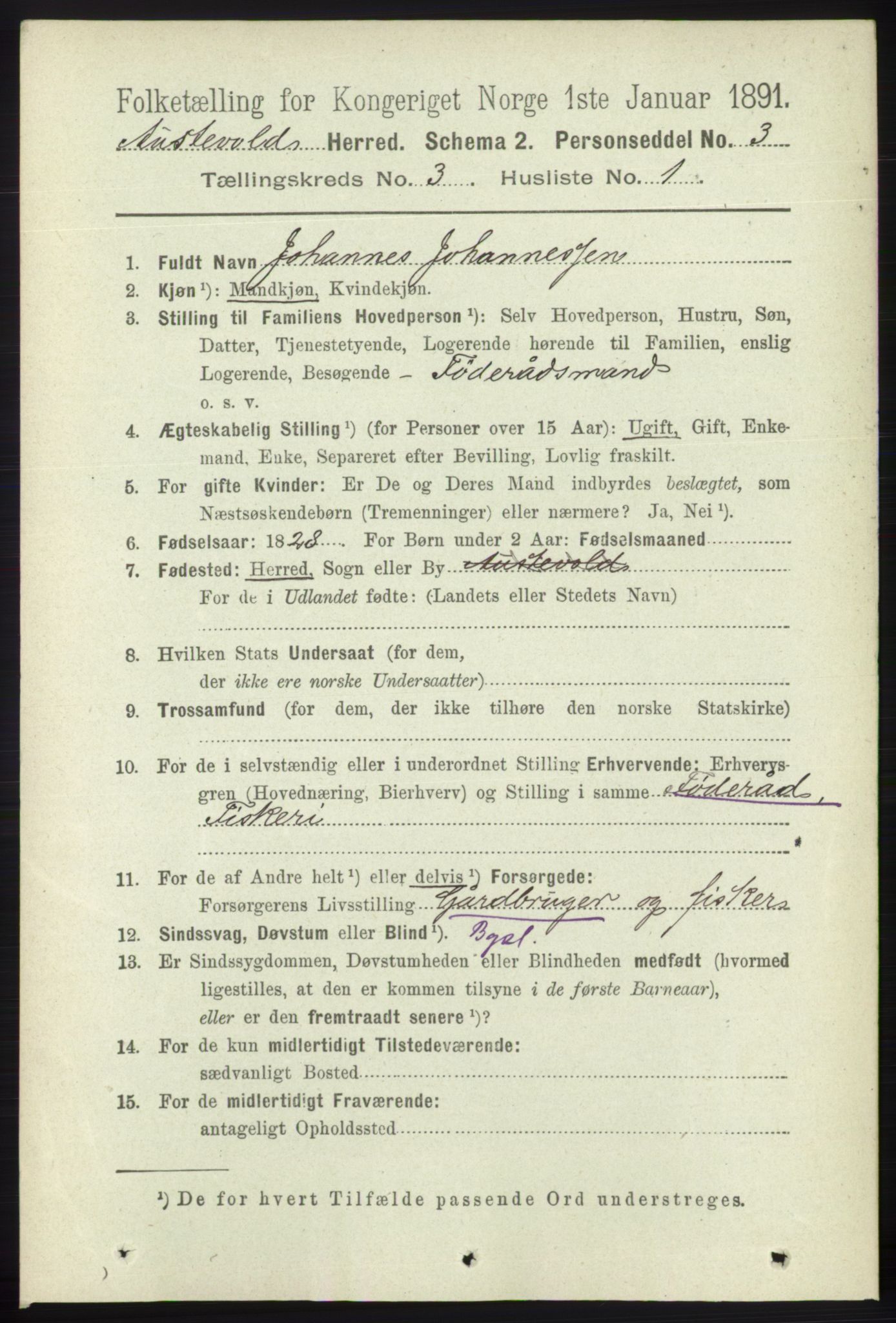 RA, 1891 census for 1244 Austevoll, 1891, p. 955