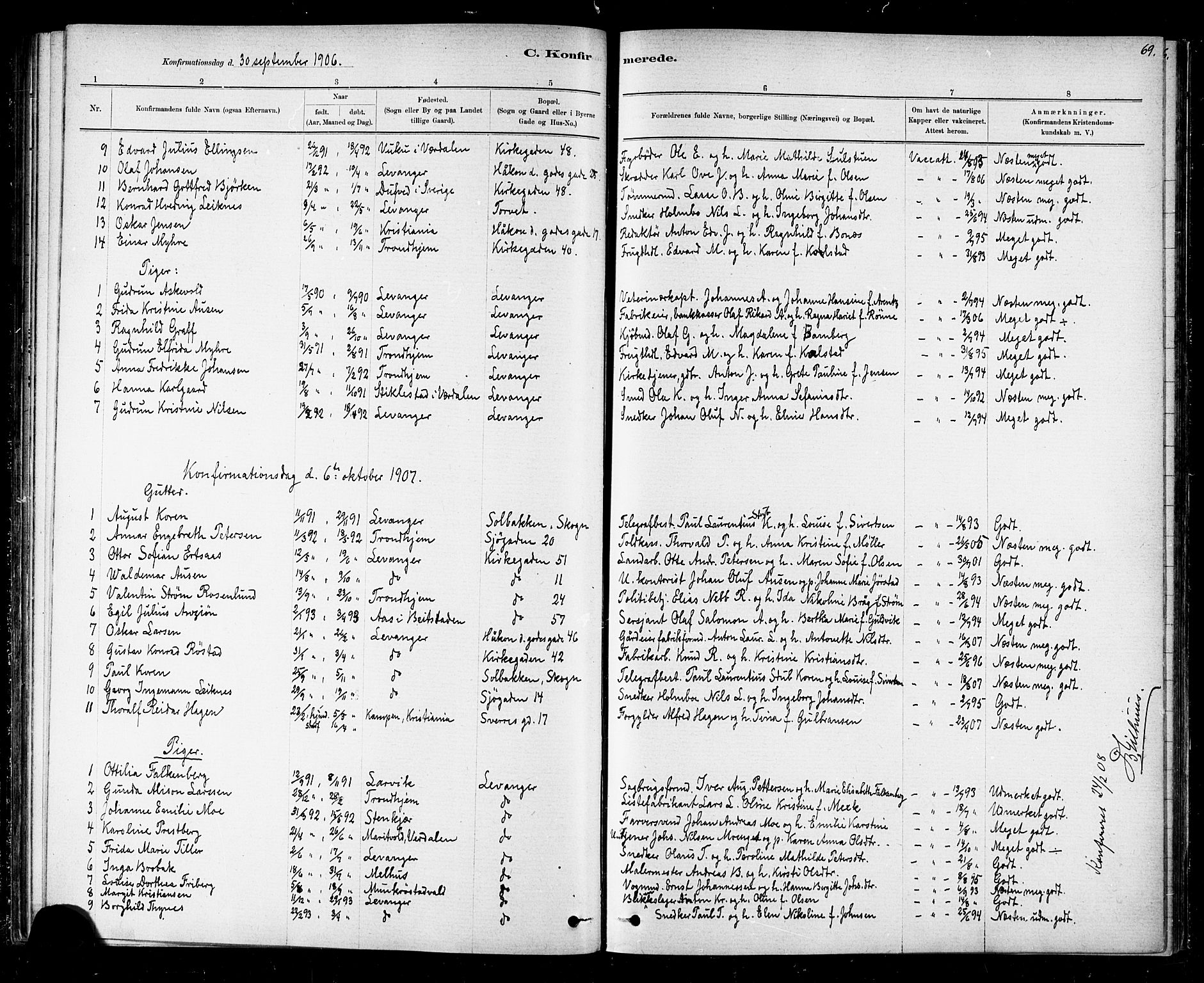 Ministerialprotokoller, klokkerbøker og fødselsregistre - Nord-Trøndelag, SAT/A-1458/720/L0192: Parish register (copy) no. 720C01, 1880-1917, p. 69