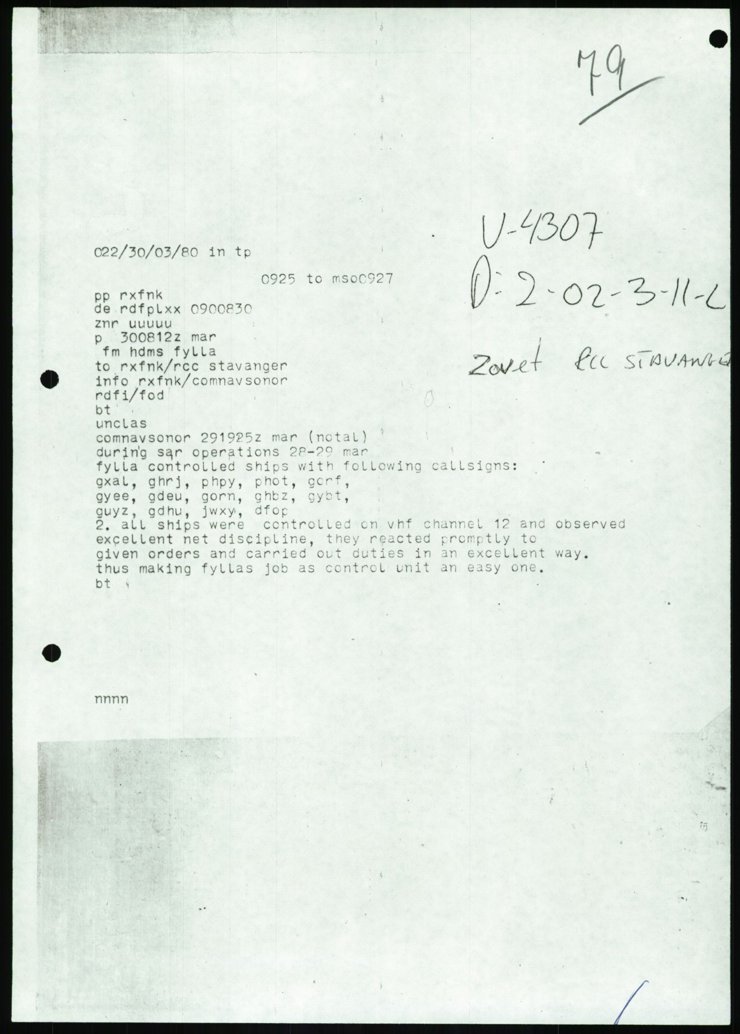 Justisdepartementet, Granskningskommisjonen ved Alexander Kielland-ulykken 27.3.1980, AV/RA-S-1165/D/L0017: P Hjelpefartøy (Doku.liste + P1-P6 av 6)/Q Hovedredningssentralen (Q0-Q27 av 27), 1980-1981, p. 228