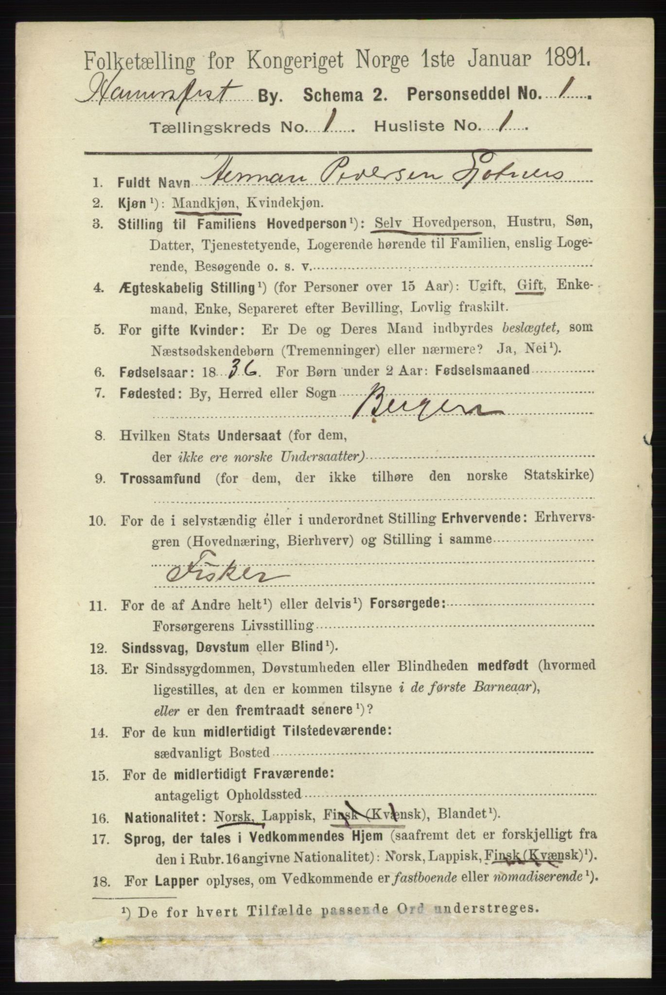 RA, 1891 census for 2001 Hammerfest, 1891, p. 66