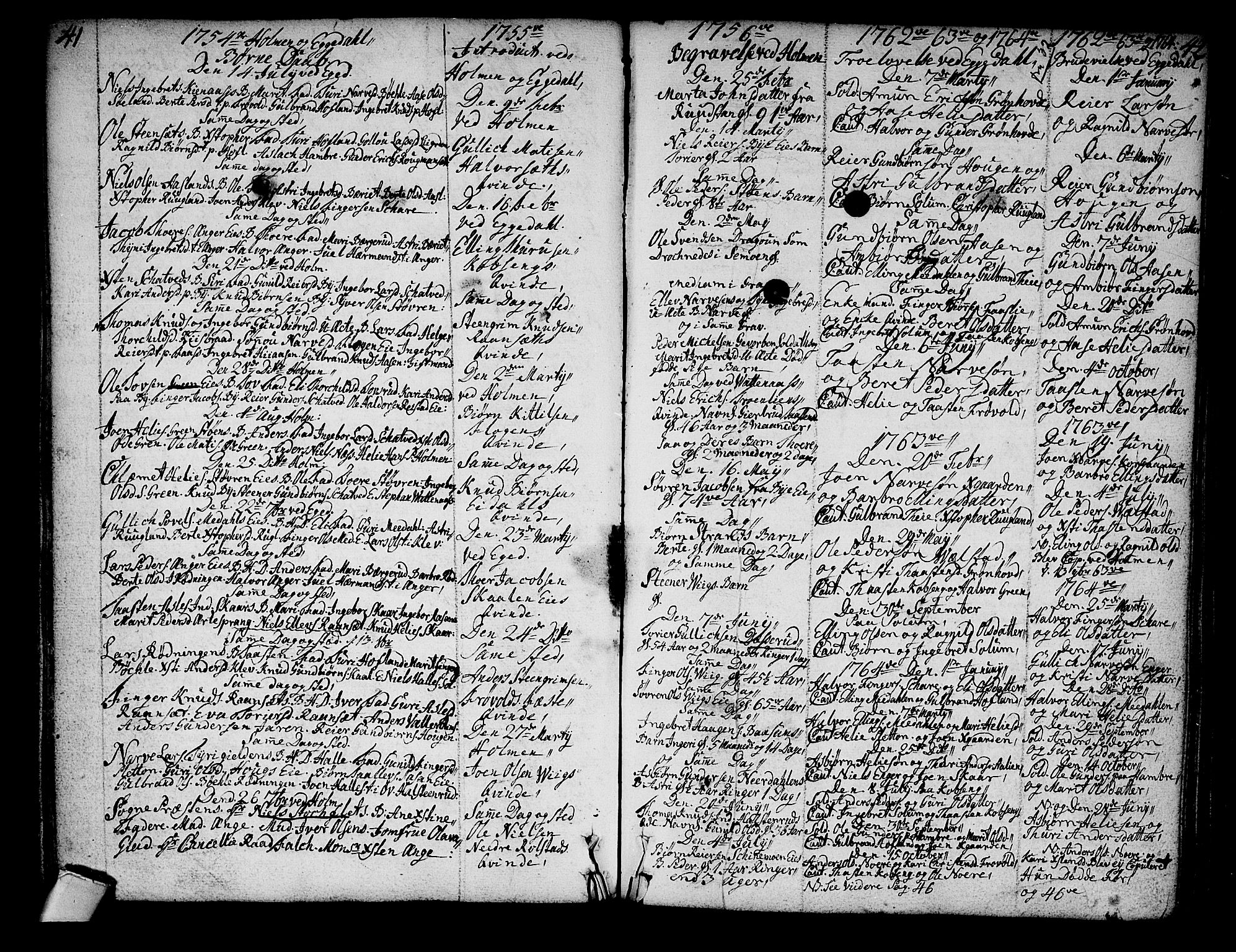 Sigdal kirkebøker, SAKO/A-245/F/Fa/L0001: Parish register (official) no. I 1, 1722-1777, p. 41-42