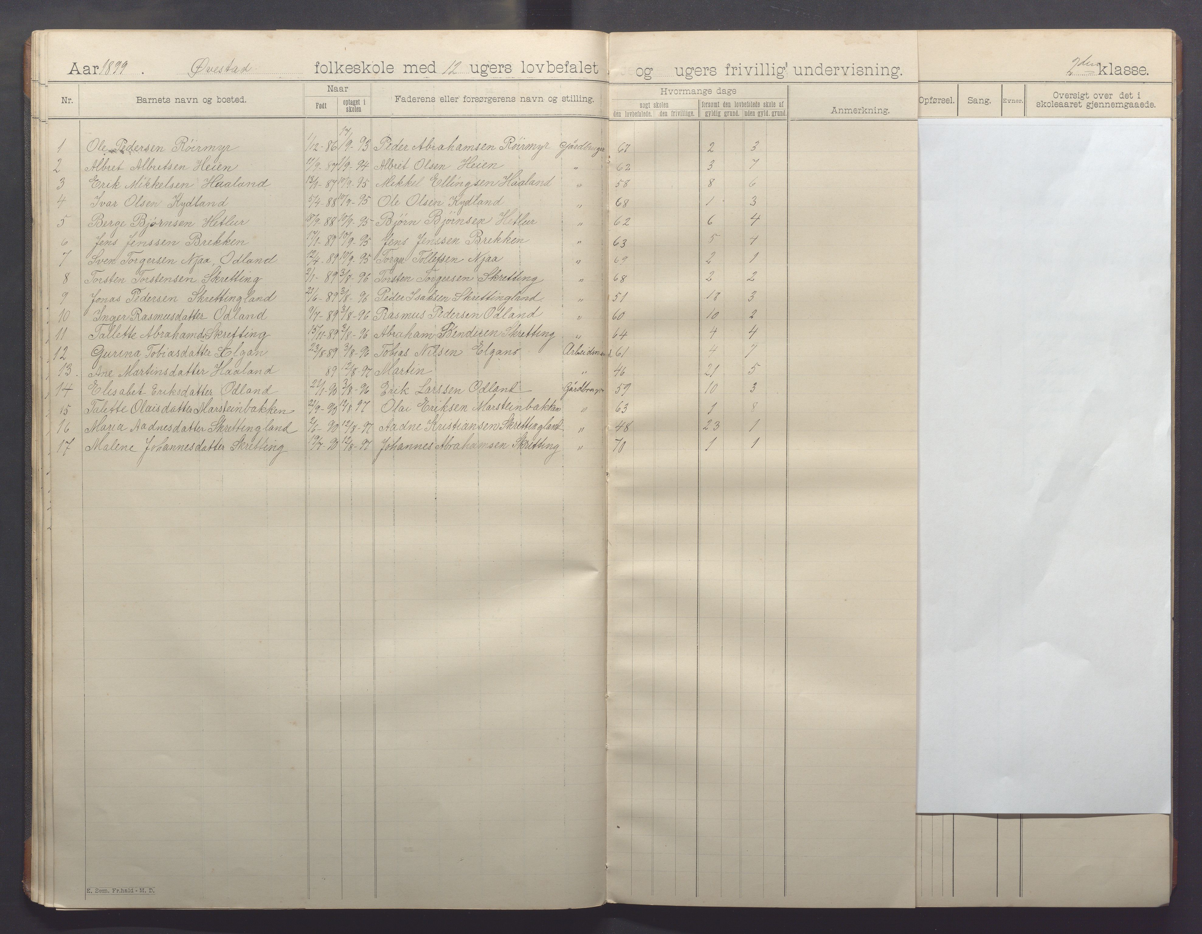 Varhaug kommune- Lerbrekk skule, IKAR/K-100961/H/L0001: Skuleprotokoll, 1892-1902, p. 31