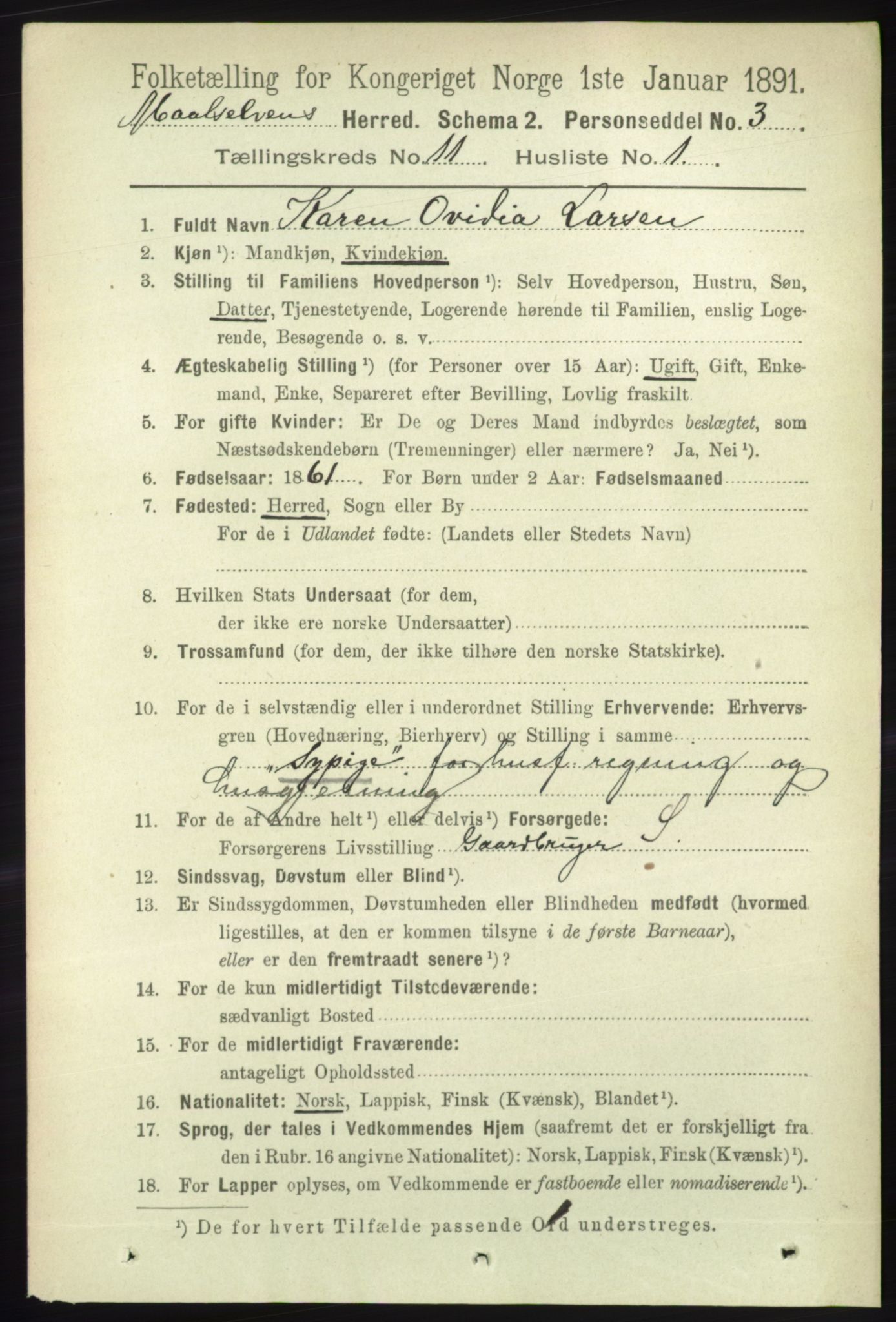 RA, 1891 census for 1924 Målselv, 1891, p. 3267