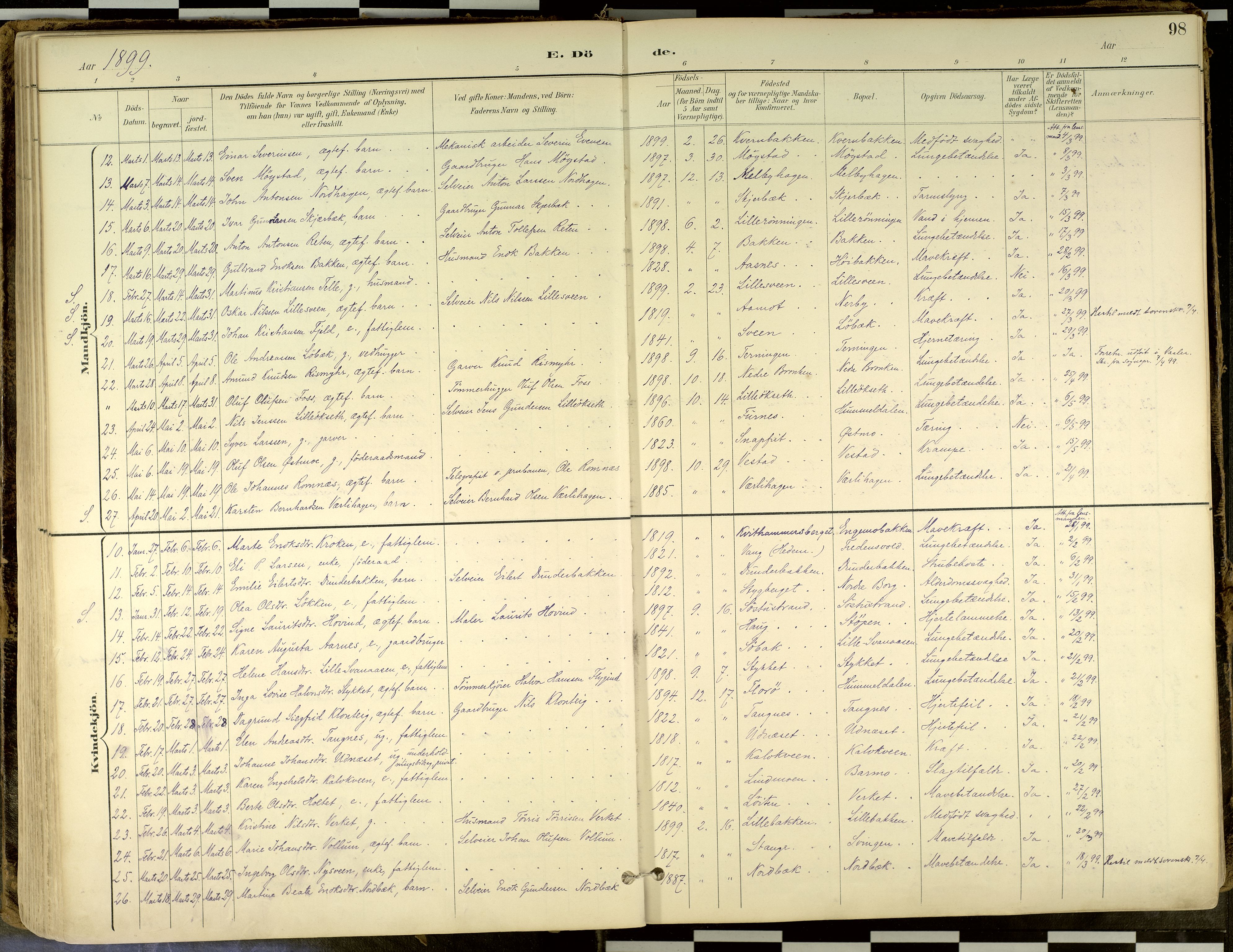 Elverum prestekontor, SAH/PREST-044/H/Ha/Haa/L0018: Parish register (official) no. 18, 1894-1914, p. 98