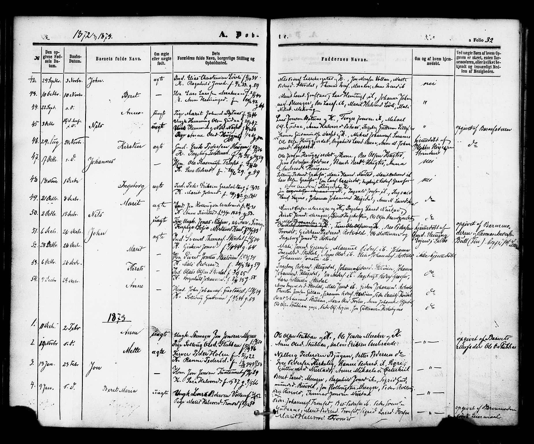 Ministerialprotokoller, klokkerbøker og fødselsregistre - Nord-Trøndelag, SAT/A-1458/706/L0041: Parish register (official) no. 706A02, 1862-1877, p. 32