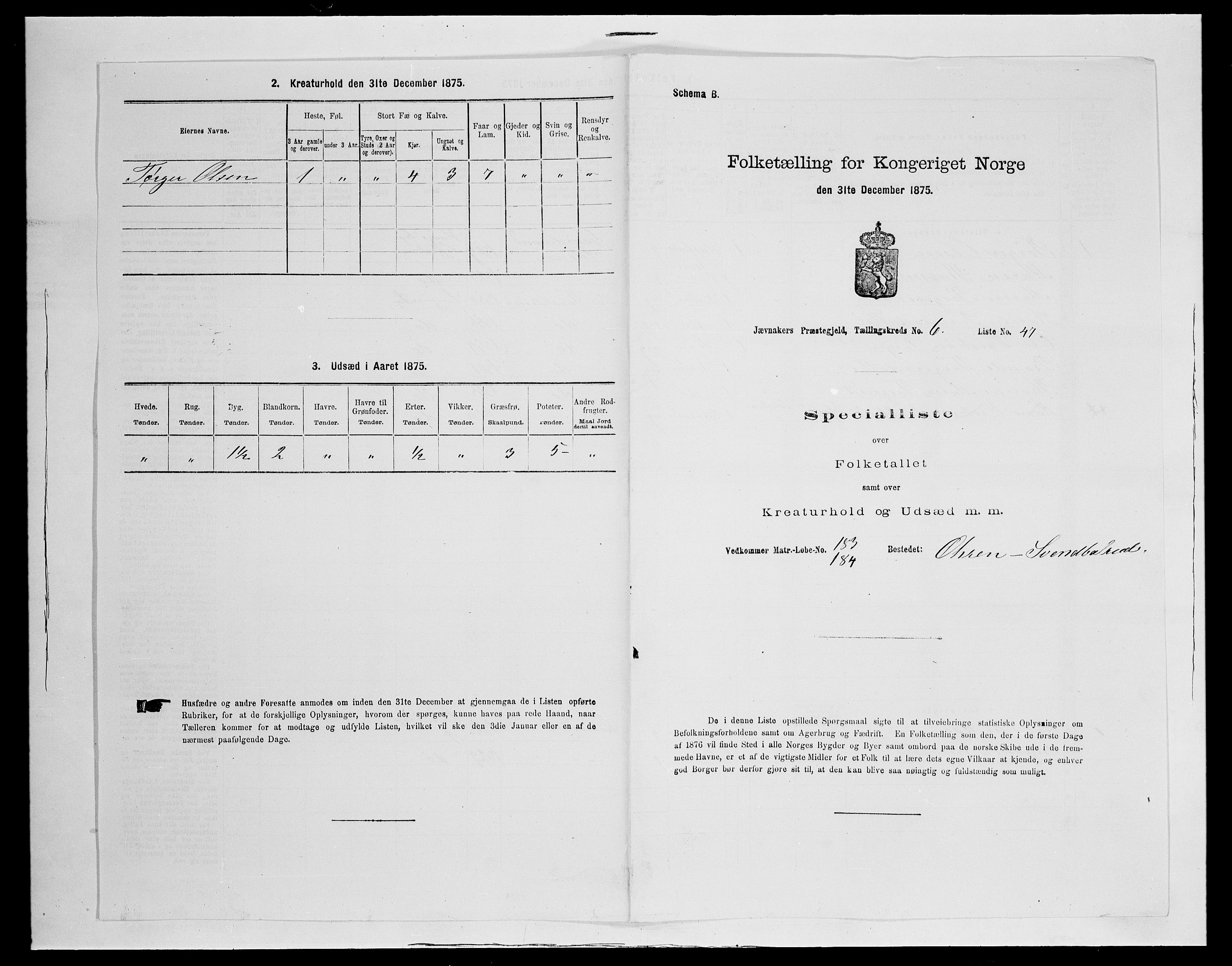 SAH, 1875 census for 0532P Jevnaker, 1875, p. 1115