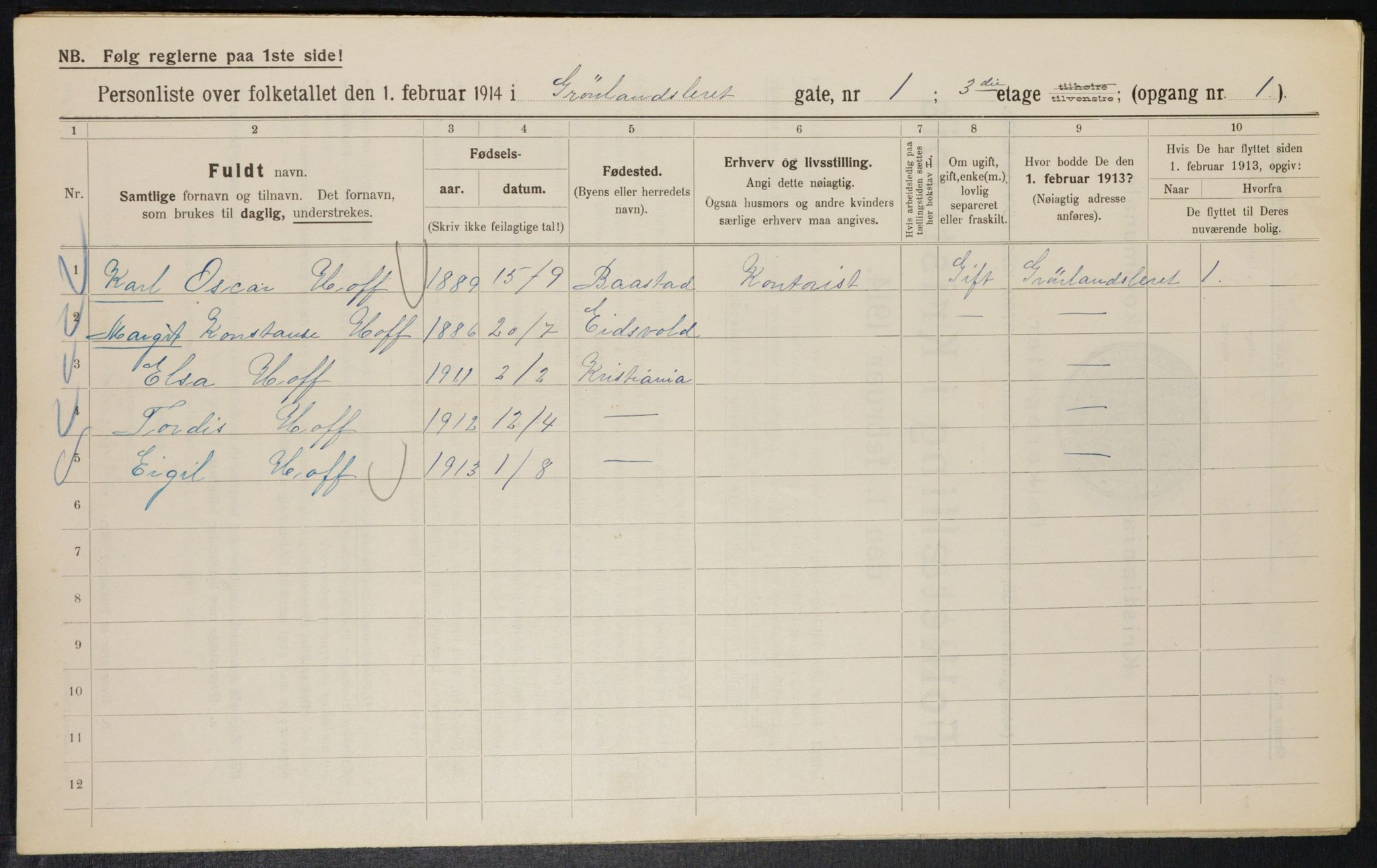 OBA, Municipal Census 1914 for Kristiania, 1914, p. 31673